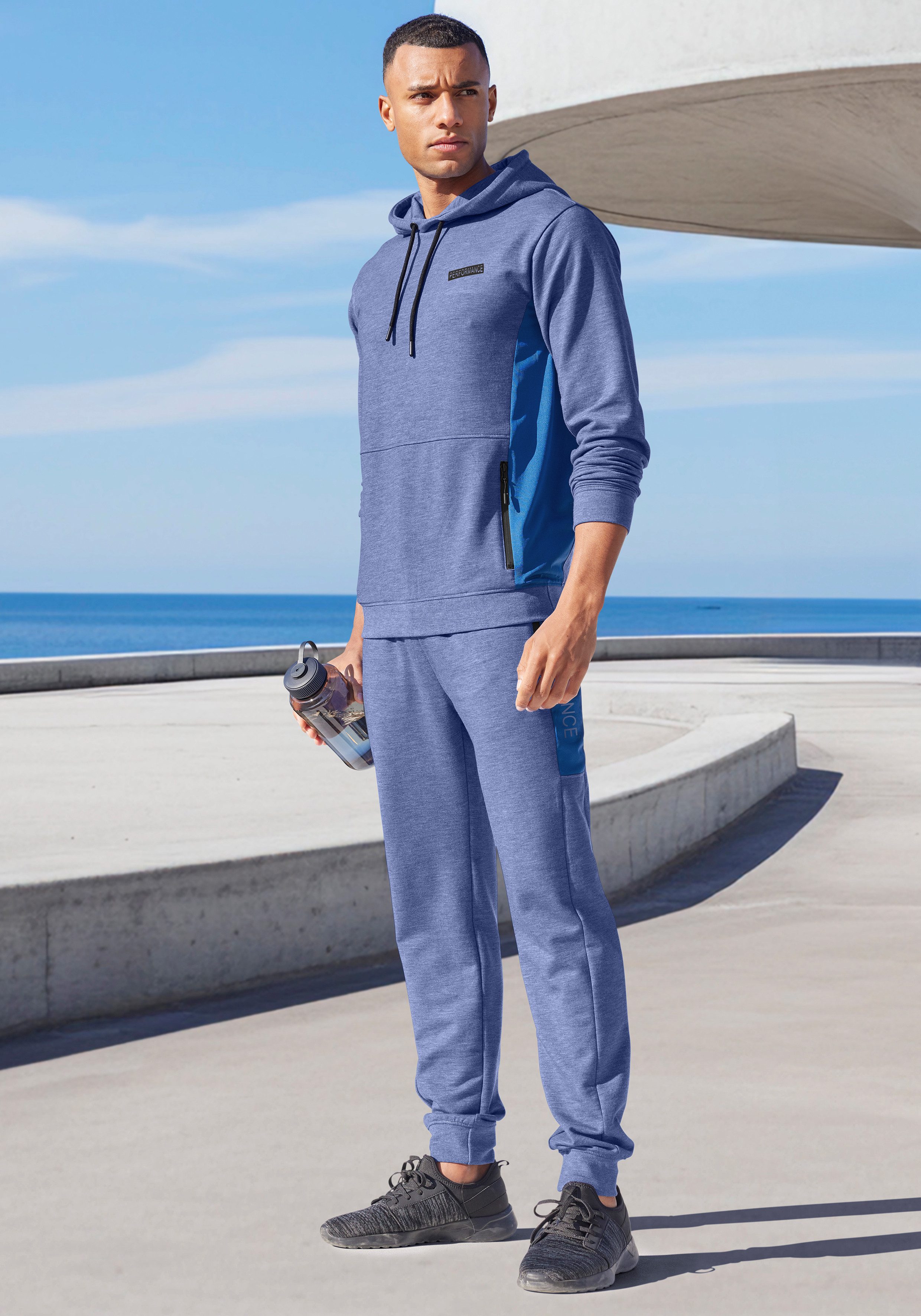 AUTHENTIC LE JOGGER Capuchontrui - Sport-Hoodie gemêleerde look, met ritszak