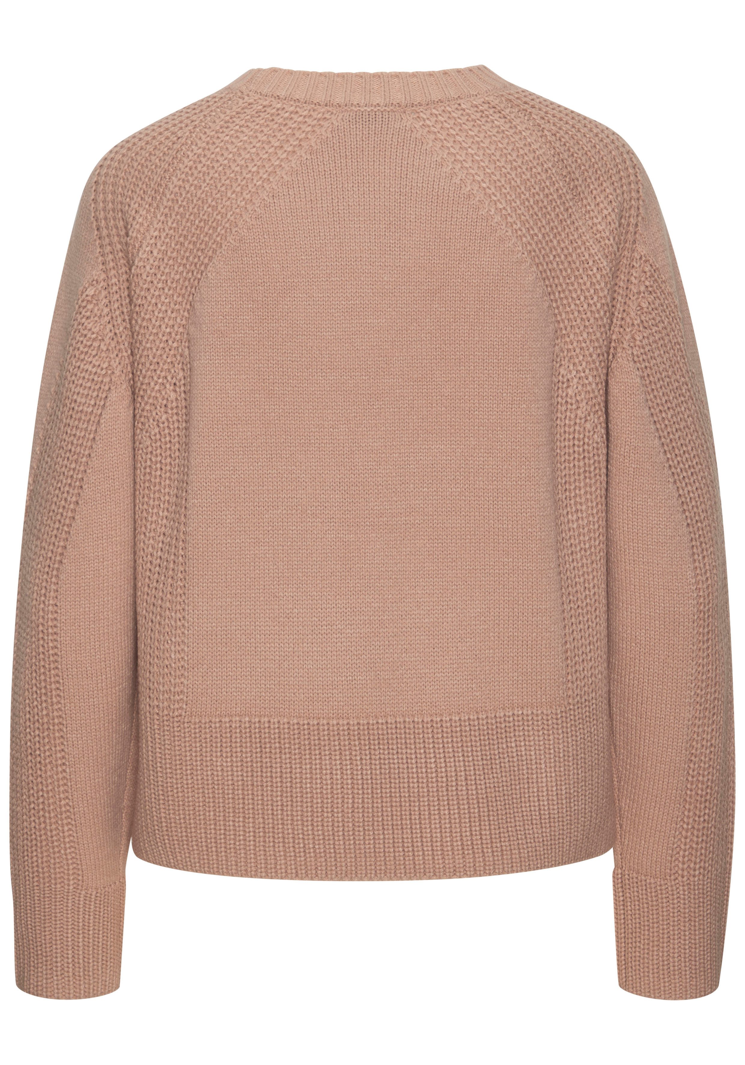 Lascana Gebreide trui met grof brei-details, dames trui met ronde hals
