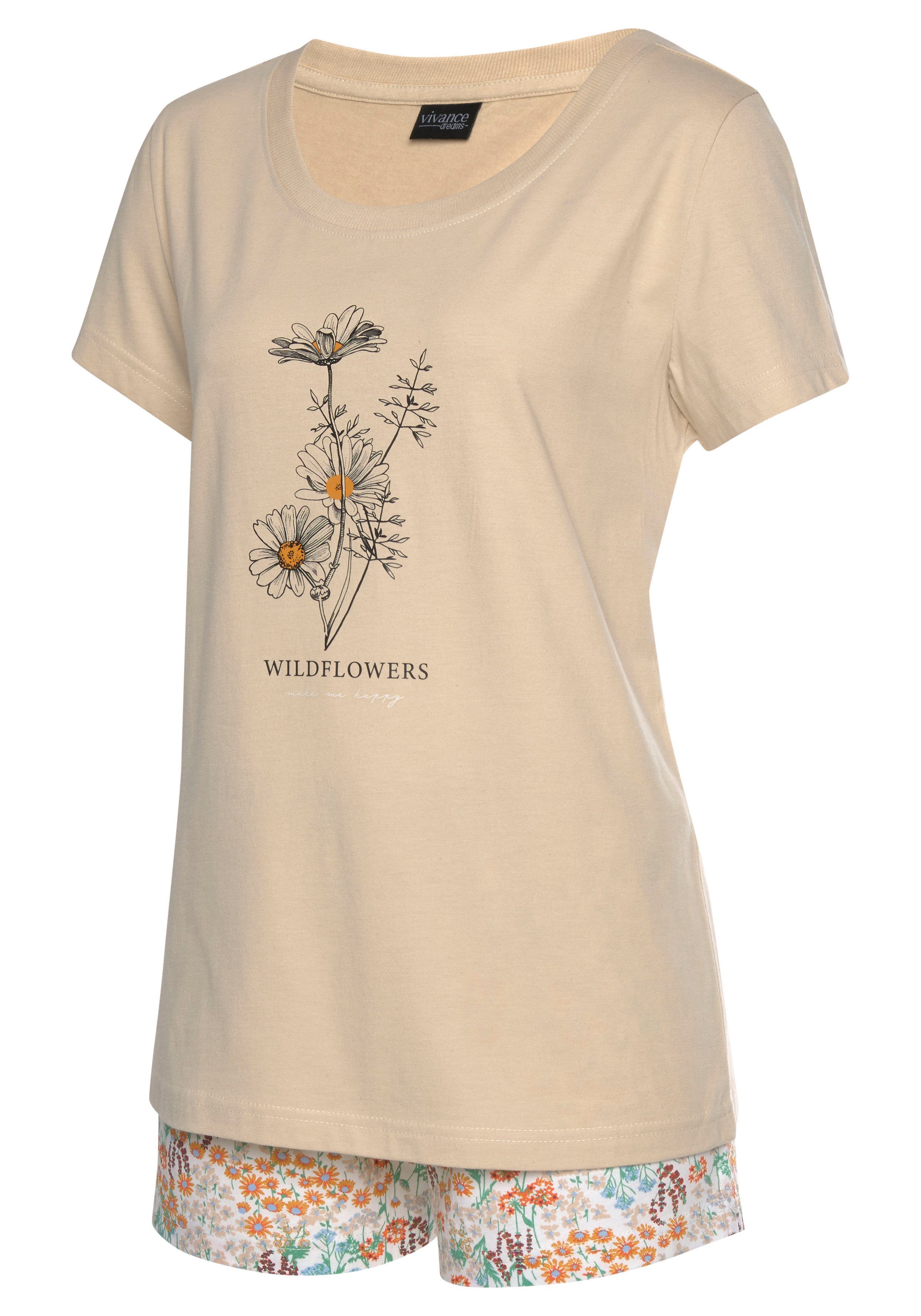 Vivance Dreams Shortama met frontprint (4-delig, Set van 2)