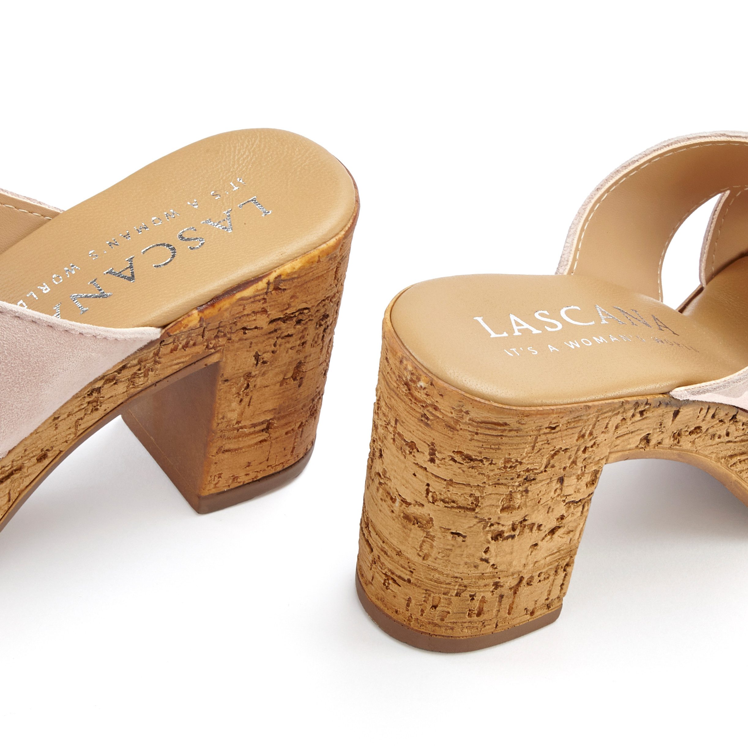 Lascana Slippers Mule, sandaal, open schoen van leer met blokhak