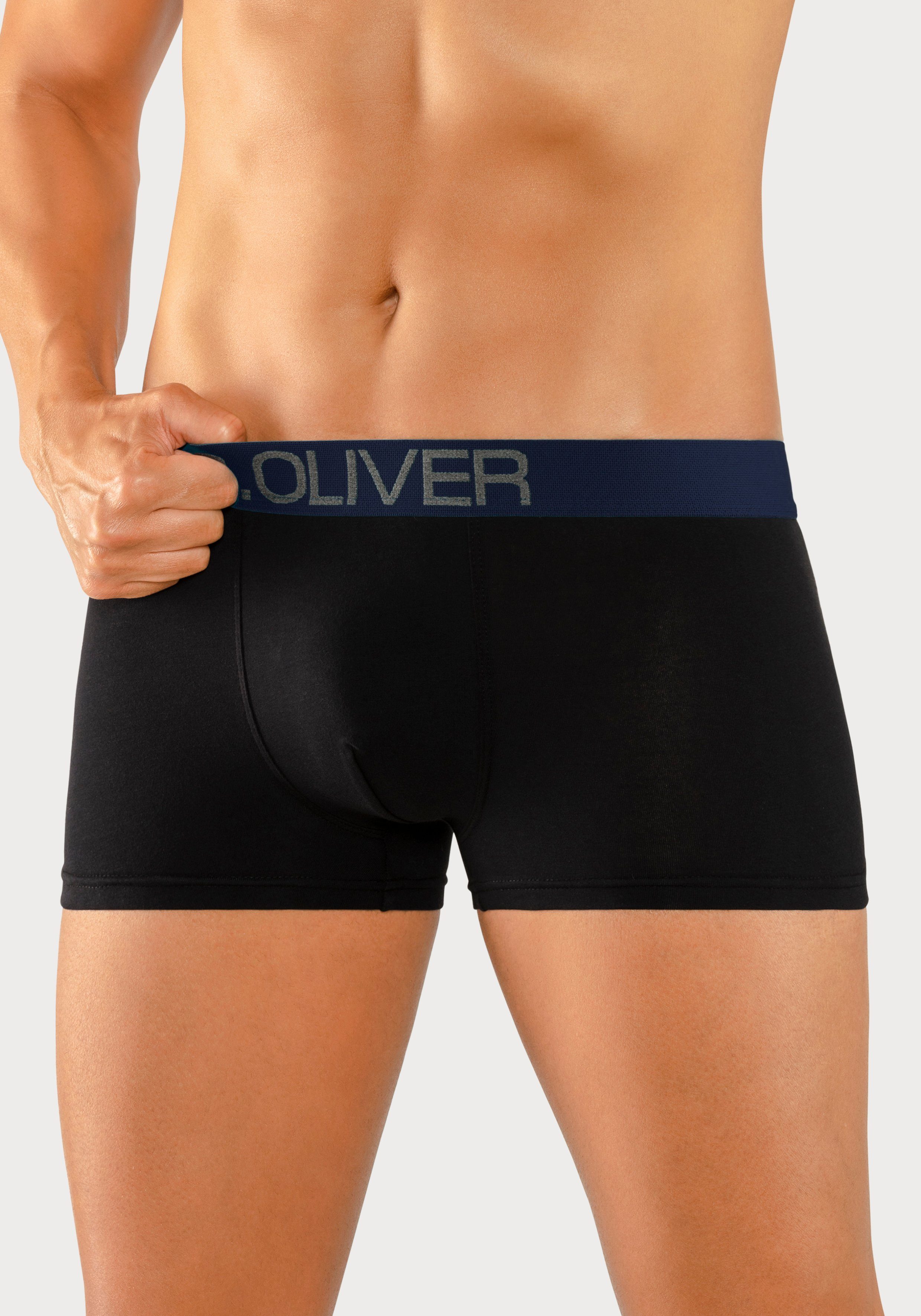 s.Oliver RED LABEL Beachwear Hipster strak zittende boxershorts voor heren van katoenmix (set, 4 stuks)