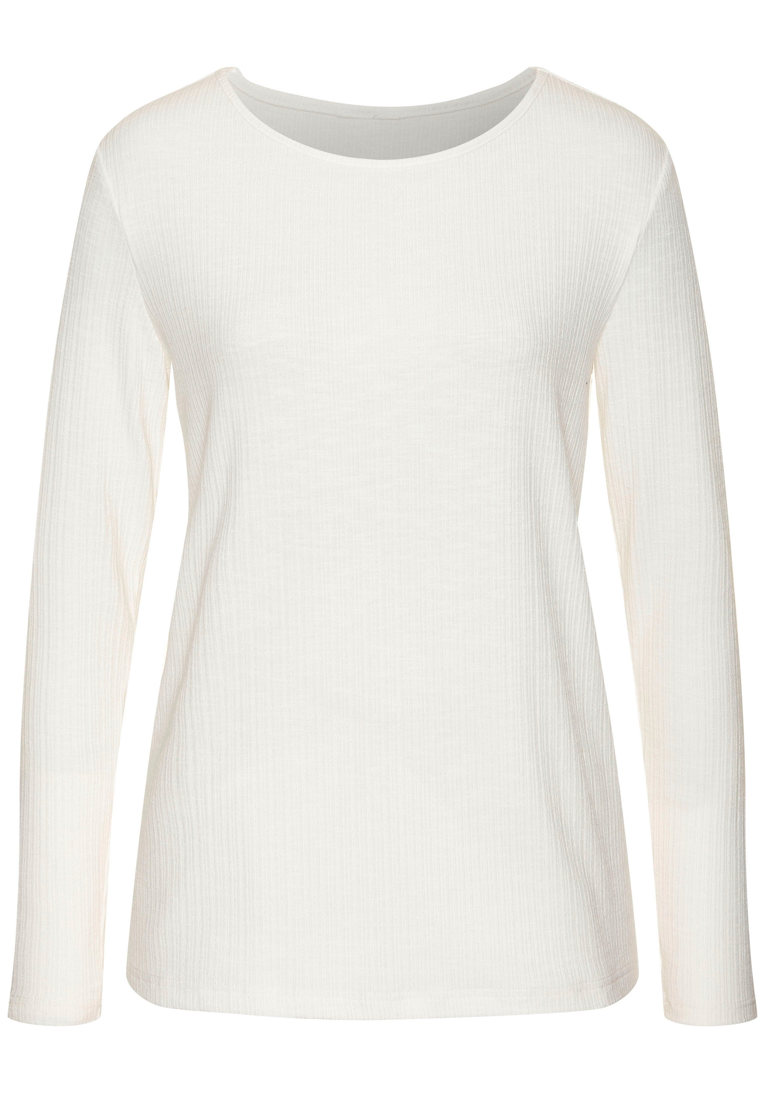 Vivance Shirt met lange mouwen Met modieuze ribstructuur gemaakt van soepelvallende kwaliteit met viscose