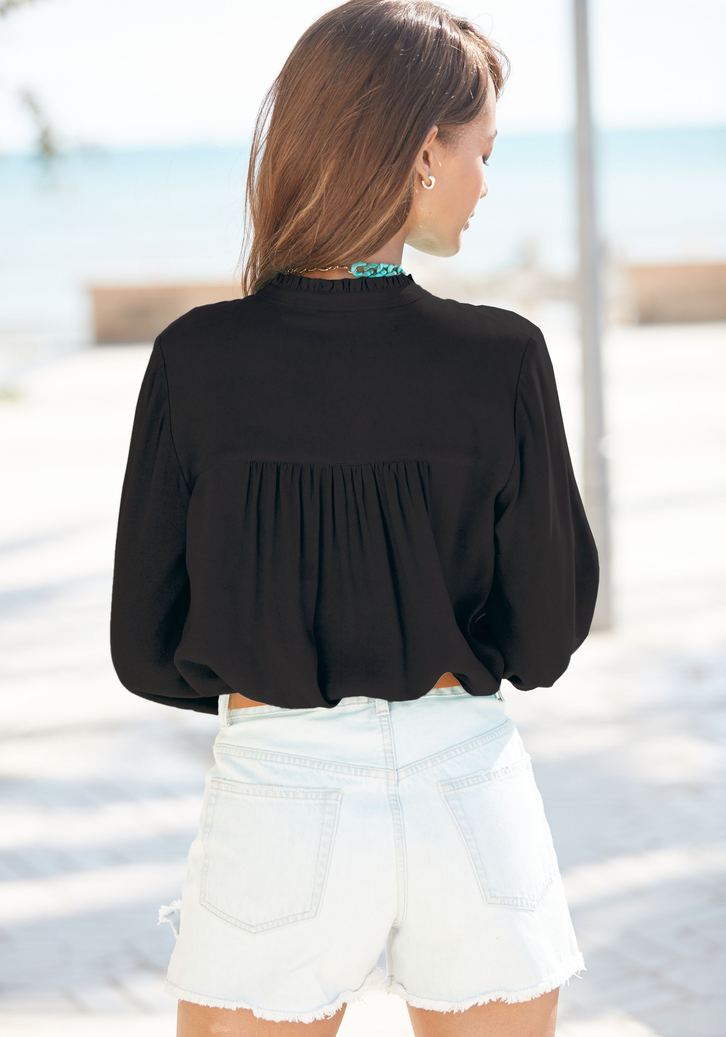 Lascana Blouse zonder sluiting met lange mouwen, lichte damesblouse, casual-chic, feestelijk