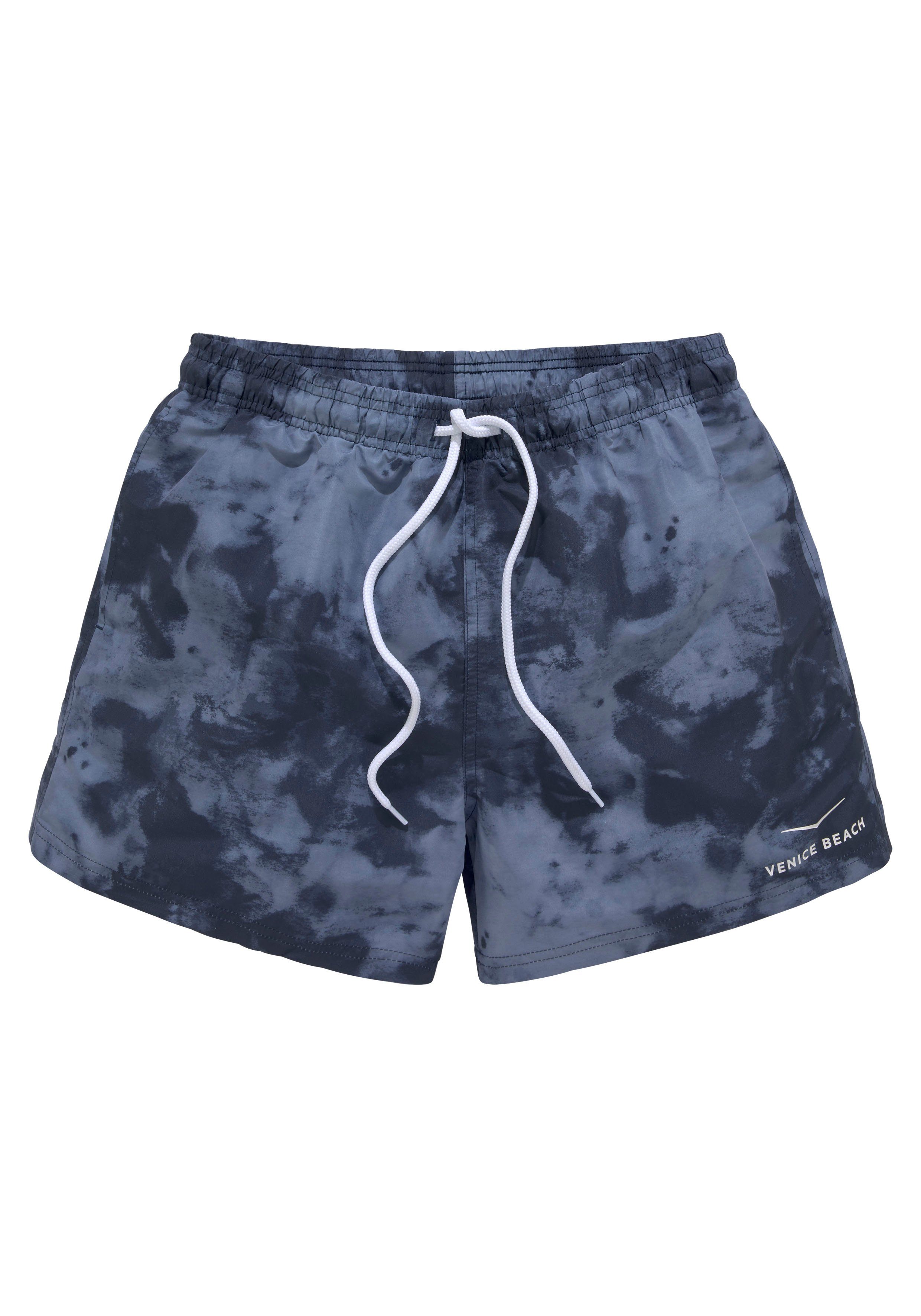 Venice Beach Zwemshort MAT met trendy batikprint heren maat L (52) blauw