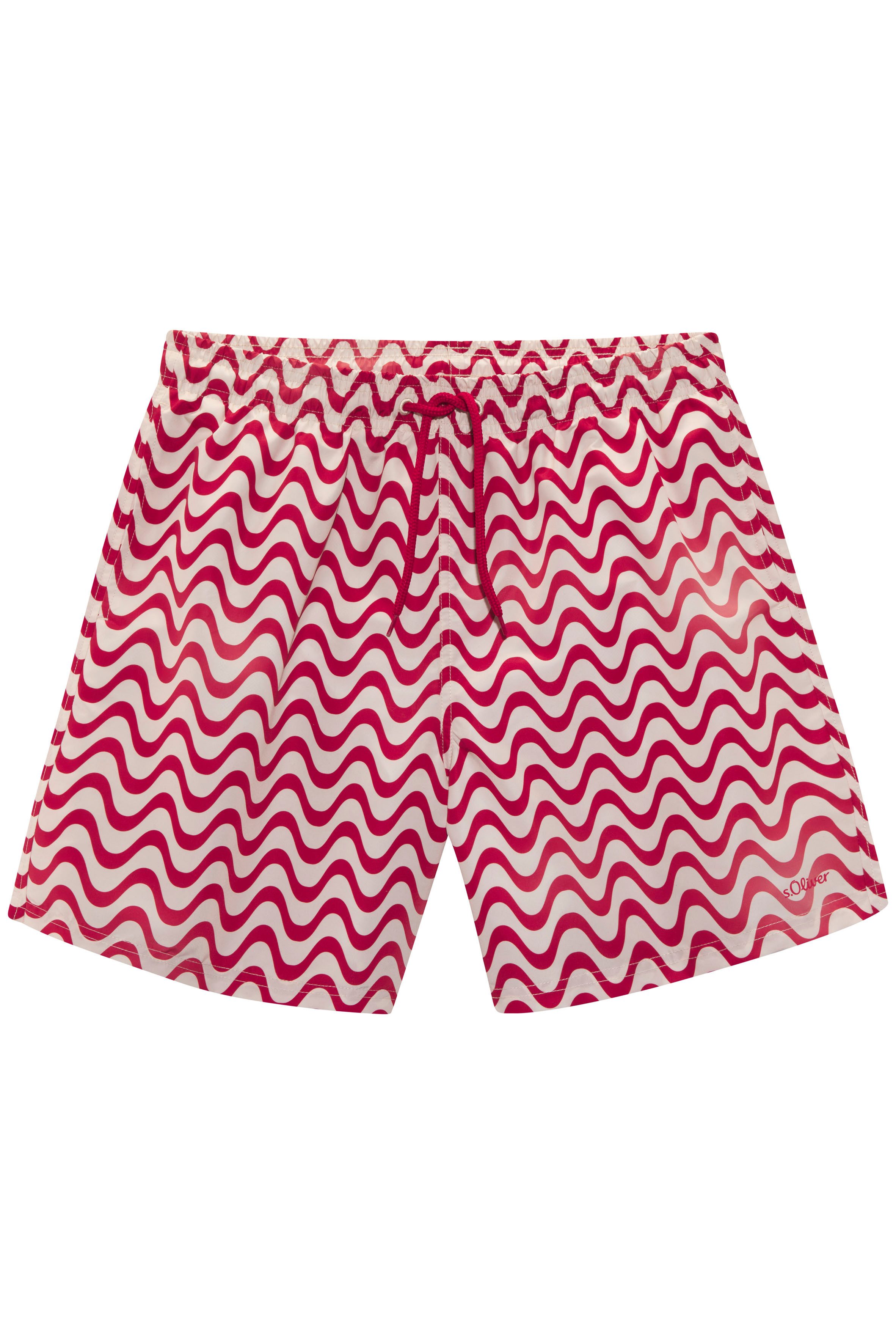 s.Oliver RED LABEL Beachwear Zwemshort Jeason in golfontwerp