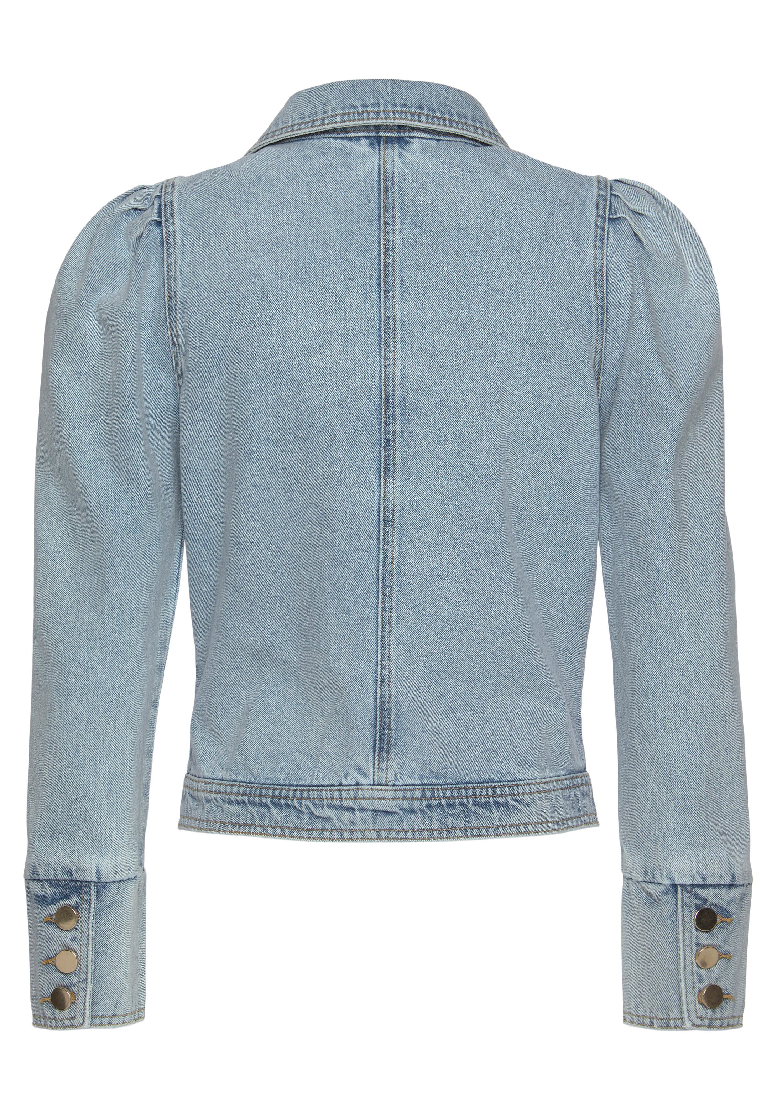 Vivance Jeansjack met pofmouwen en knopen, decoratieve zakken, denim