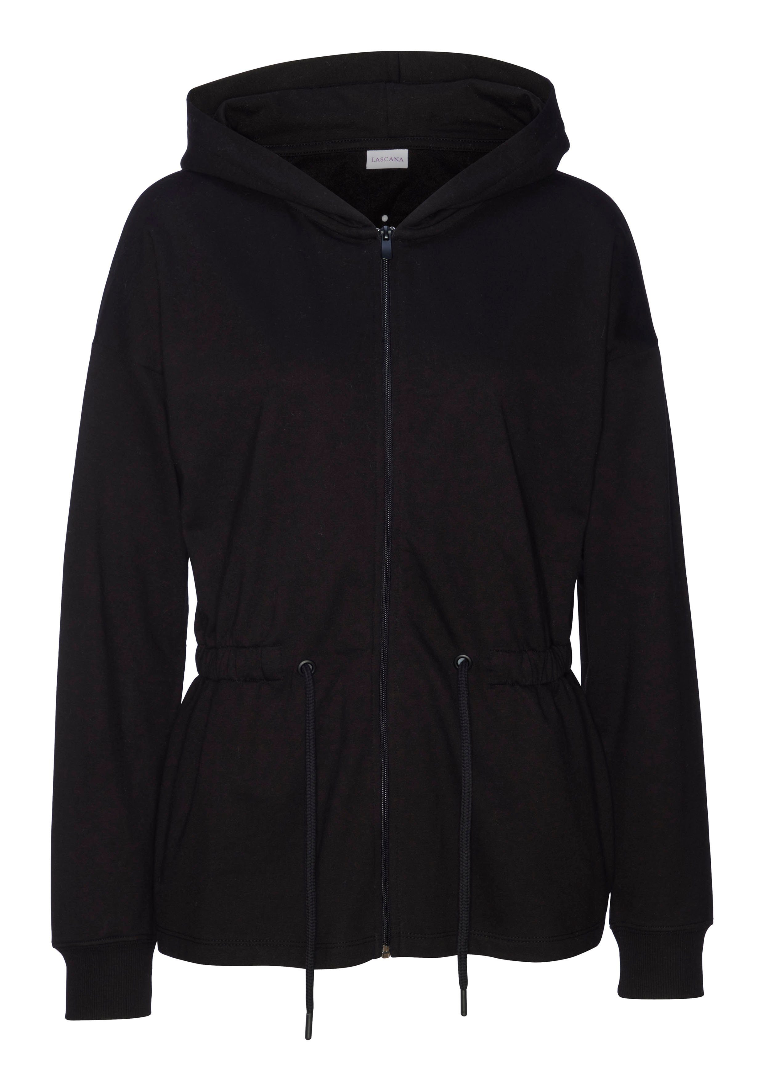 Lascana Sweatvest met tunnelkoord in de taille, loungewear, loungepak tops & hoodies maat 32/34 zwart