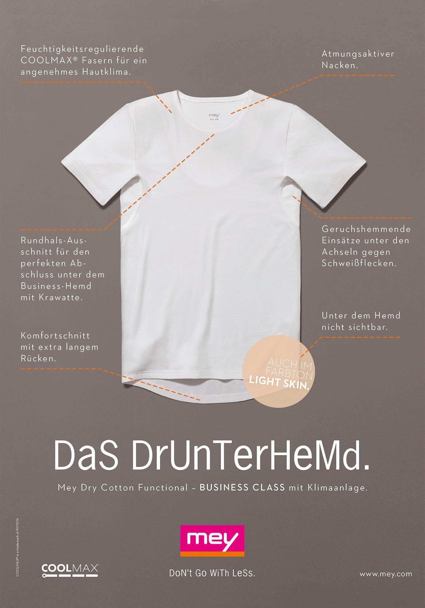 Mey Shirt voor eronder Dry Cotton Functional onder het businesshemd onzichtbaar, korte mouw