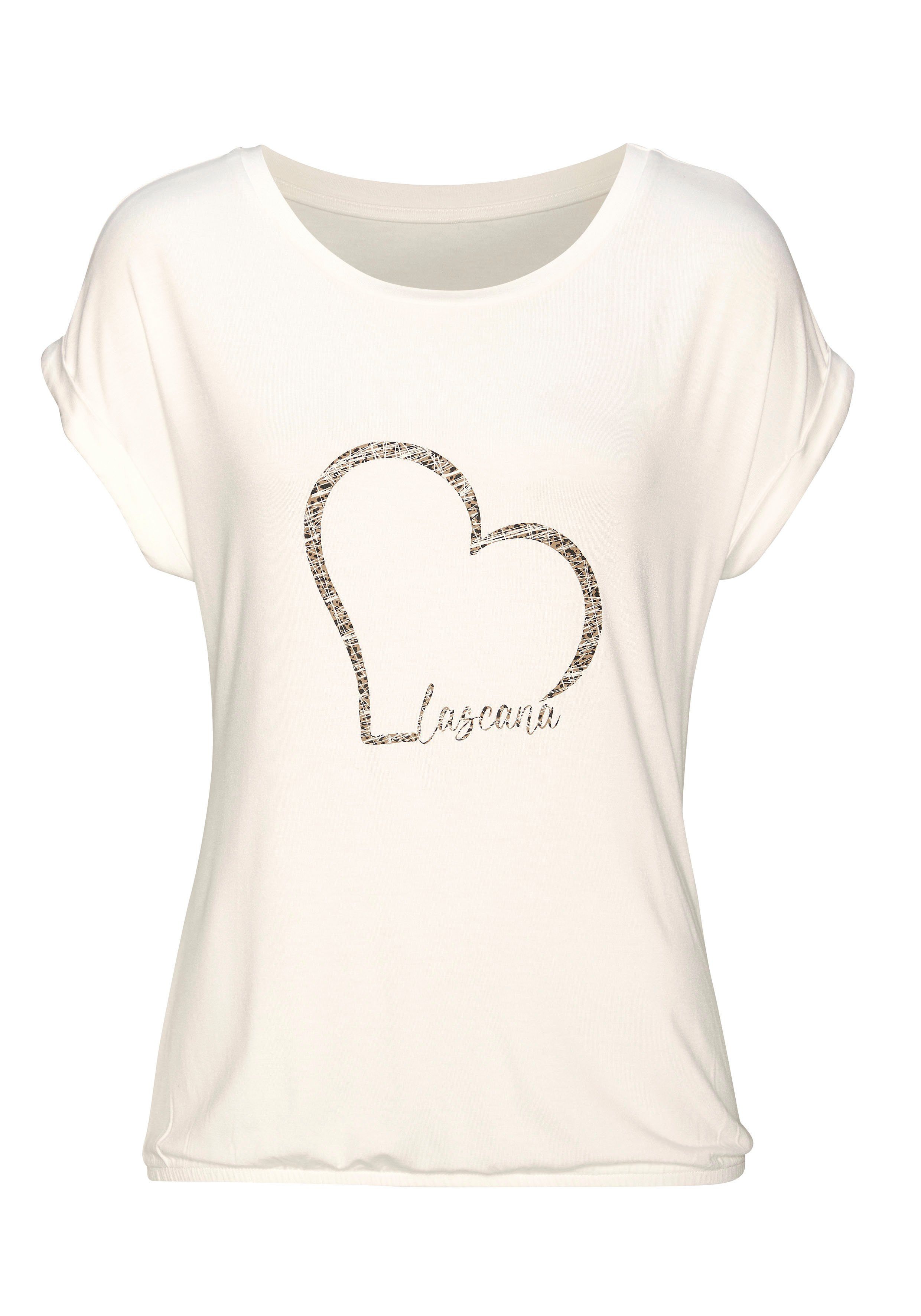 Lascana Shirt met korte mouwen Met Lascana hartprint van zachte viscose-stretch (1-delig) shirts maat 32/34