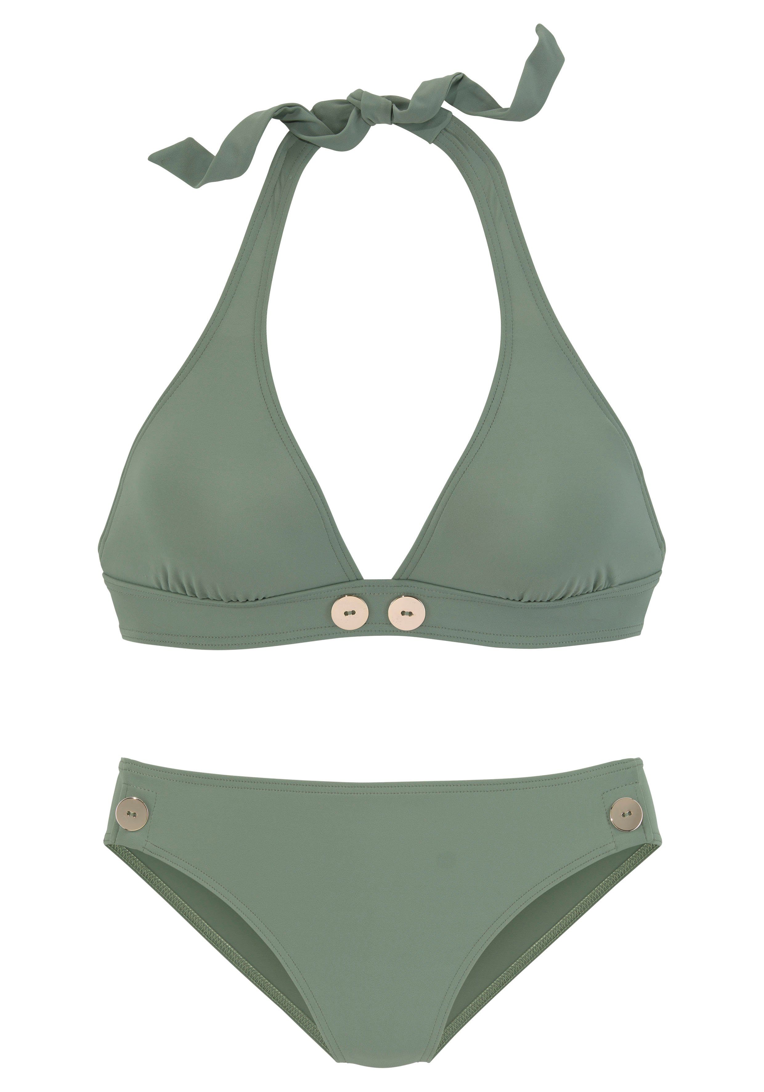 Vivance Triangelbikini met goudkleurige sierknopen