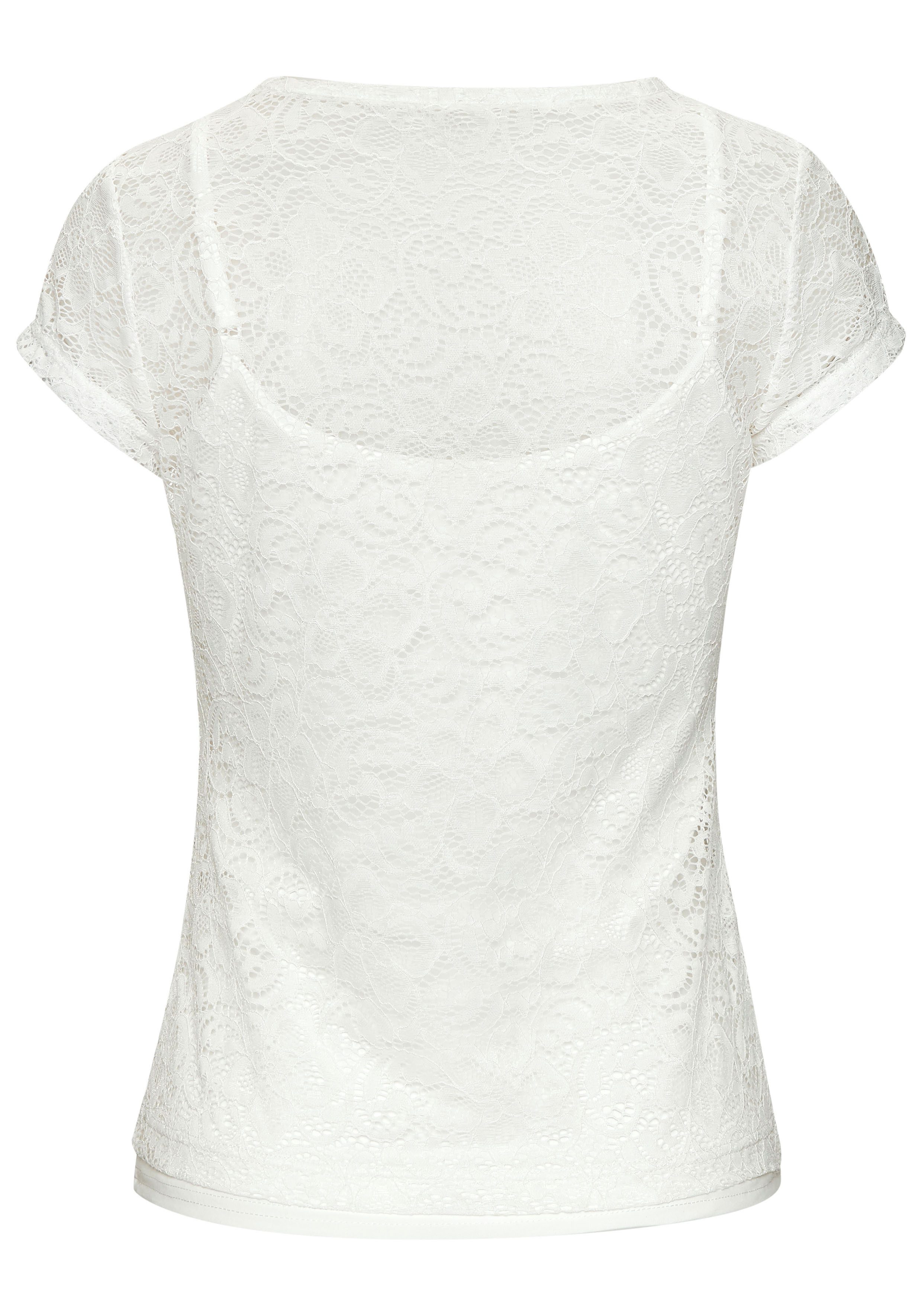 Lascana Kanten shirt met bloemmotief (set, +Top)