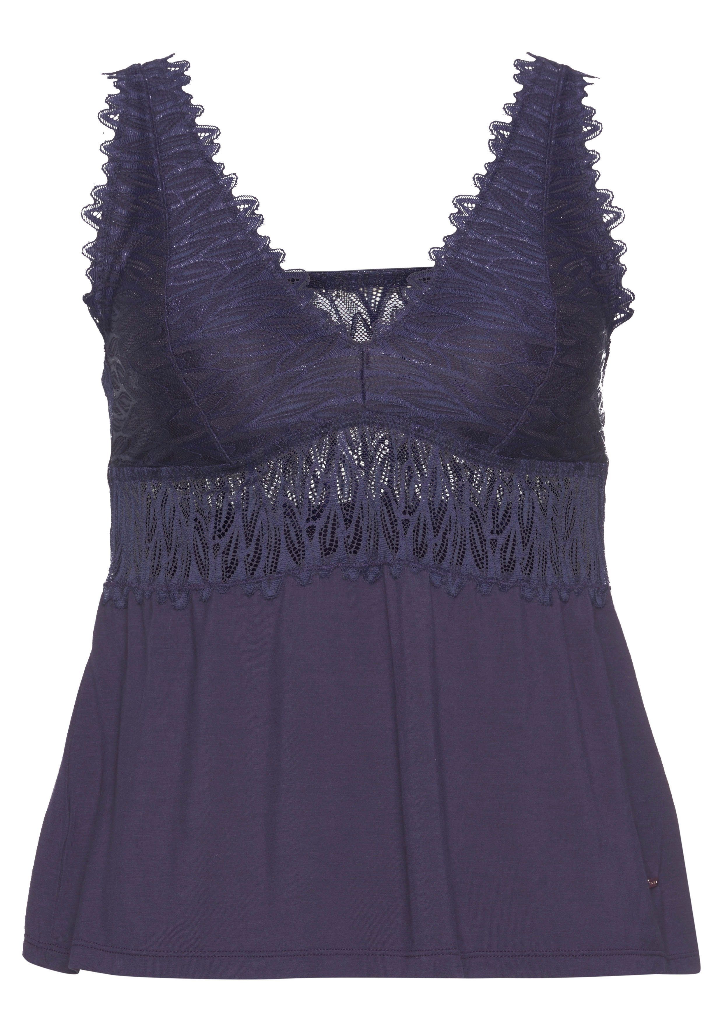Lascana Kanten top met kanten details mix & match maat 36/38 blauw