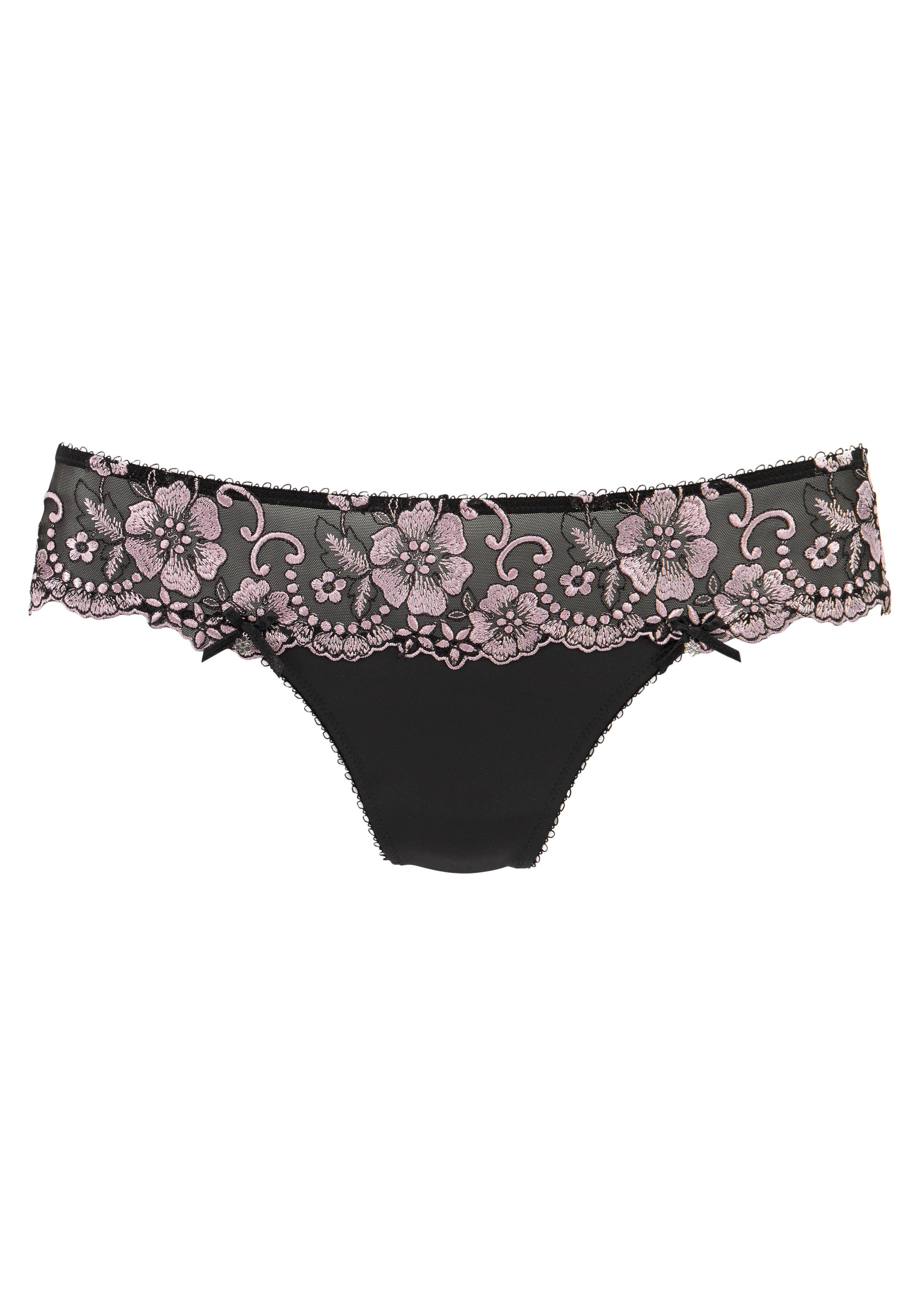 Lascana String Wanda Dessous met borduurkant in gebloemde look