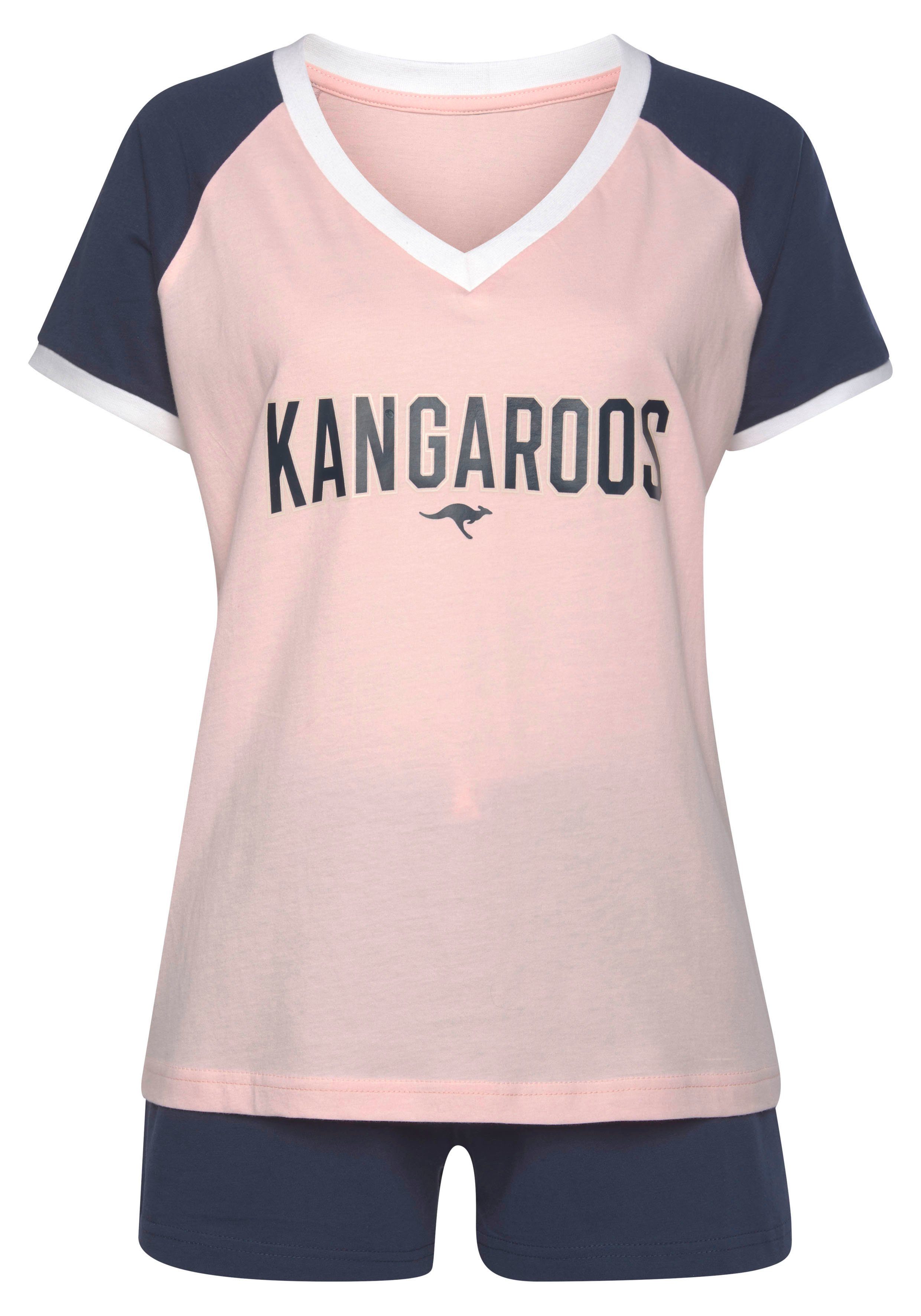 KangaROOS Shortama met contrastkleurige raglanmouwen (2-delig, 1 stuk)