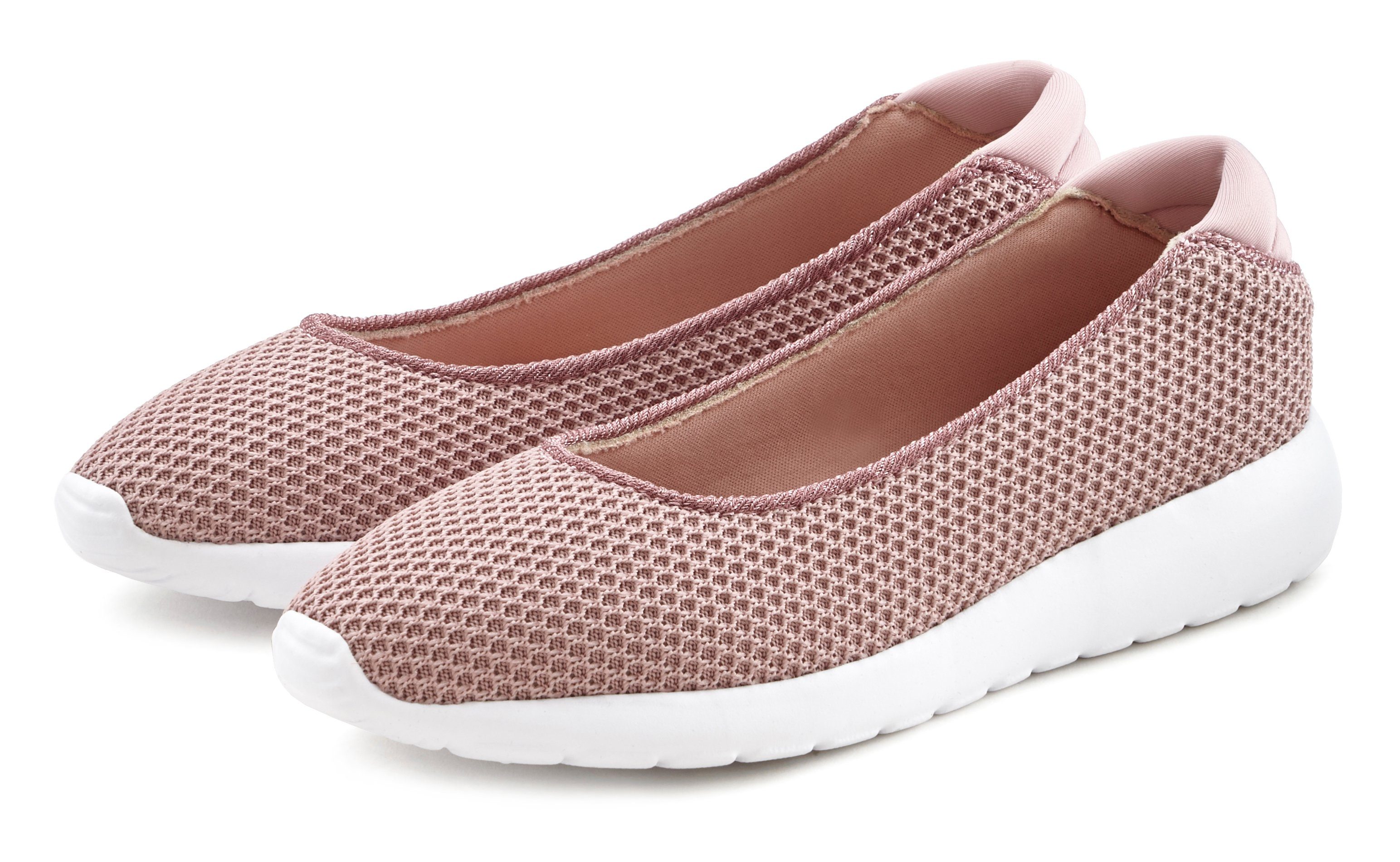 Lascana Ballerina's Vrijetijdsschoen, slipper, lage schoen, sneaker slip-in, lichte mesh-look