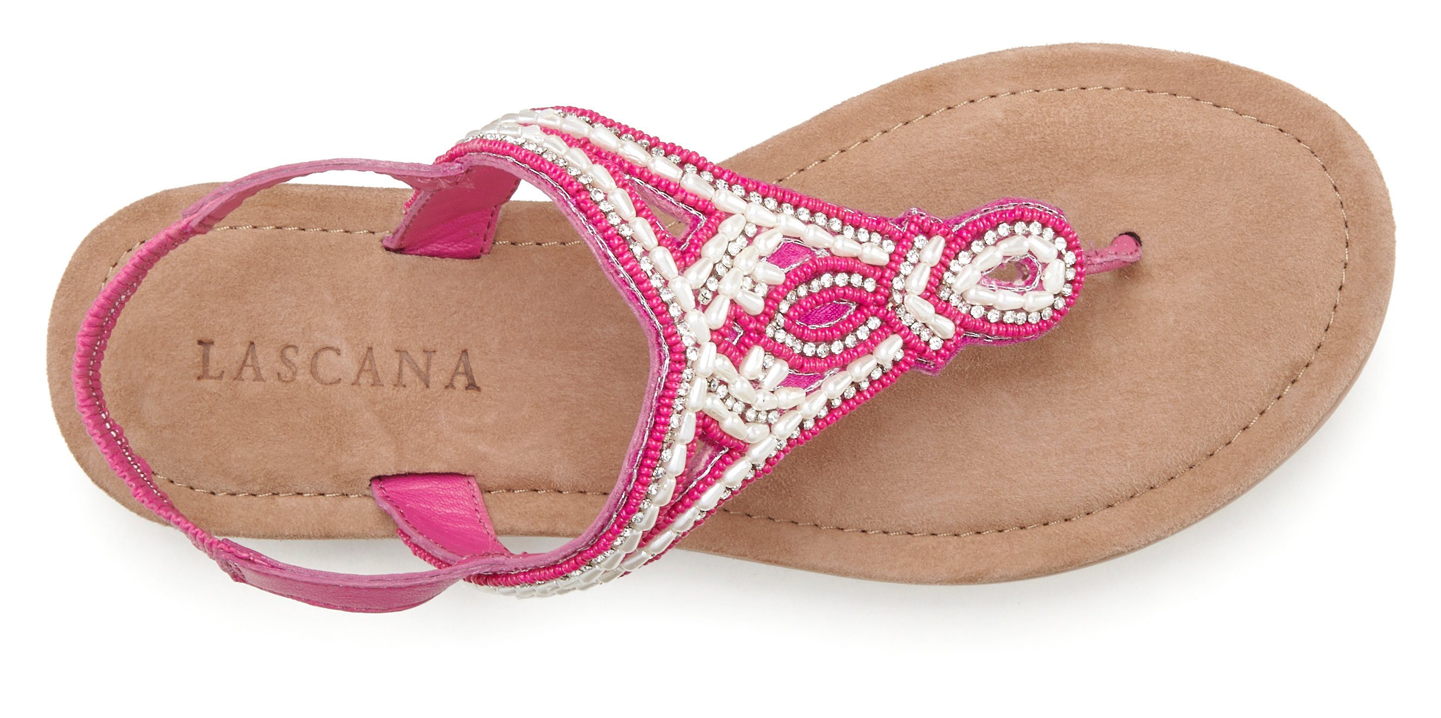 Lascana Teenslippers Sandaal, pantoletten bezet met parels en steentjes