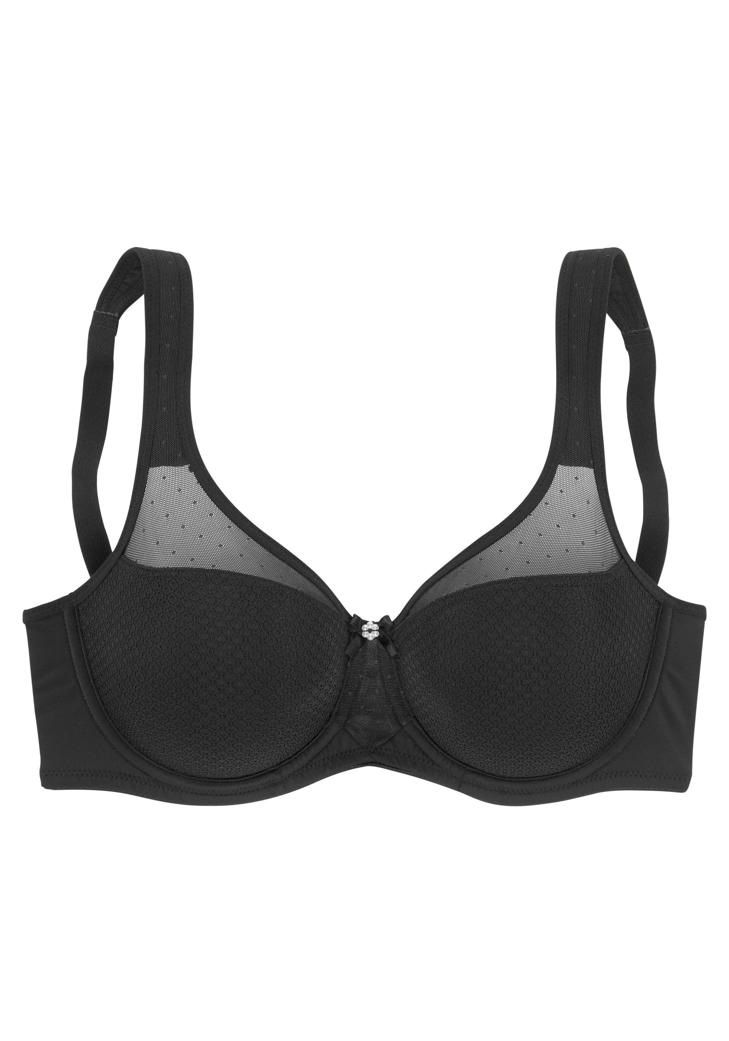 Nuance Minimizer-bh met beugel en transparante netinzetten in de bovenste cup beugel bh's maat F F zwart