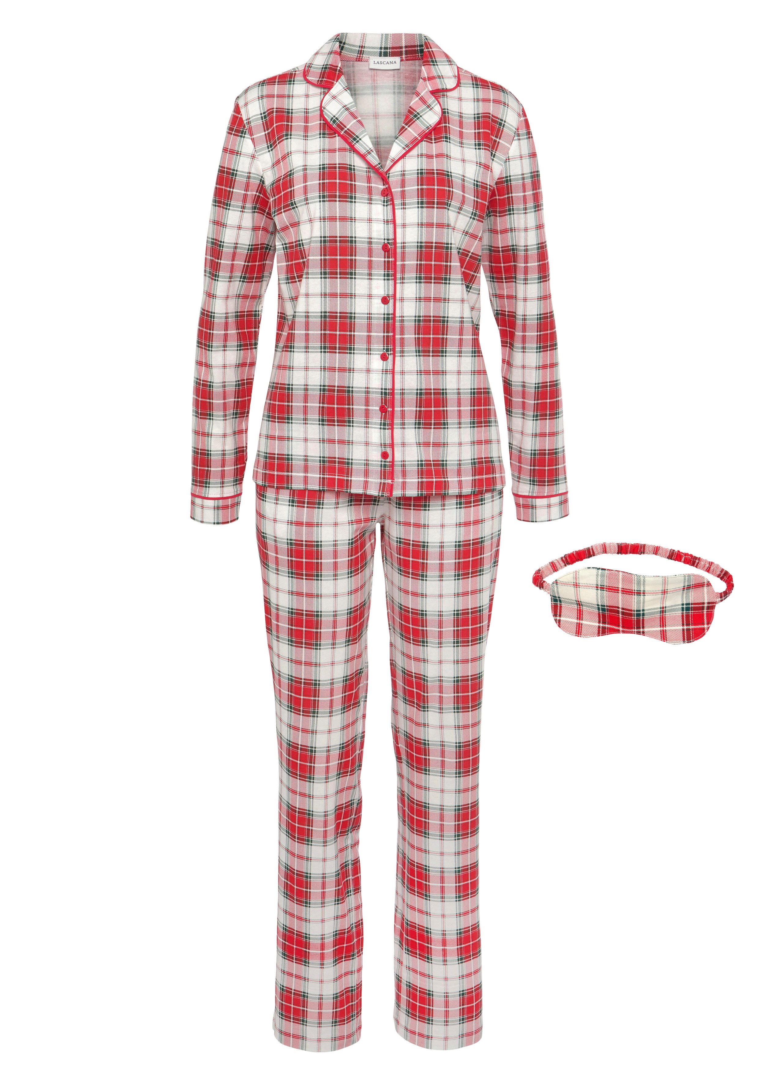 Lascana Pyjama incl. slaapmasker (set, 3-delig, 3-delig)