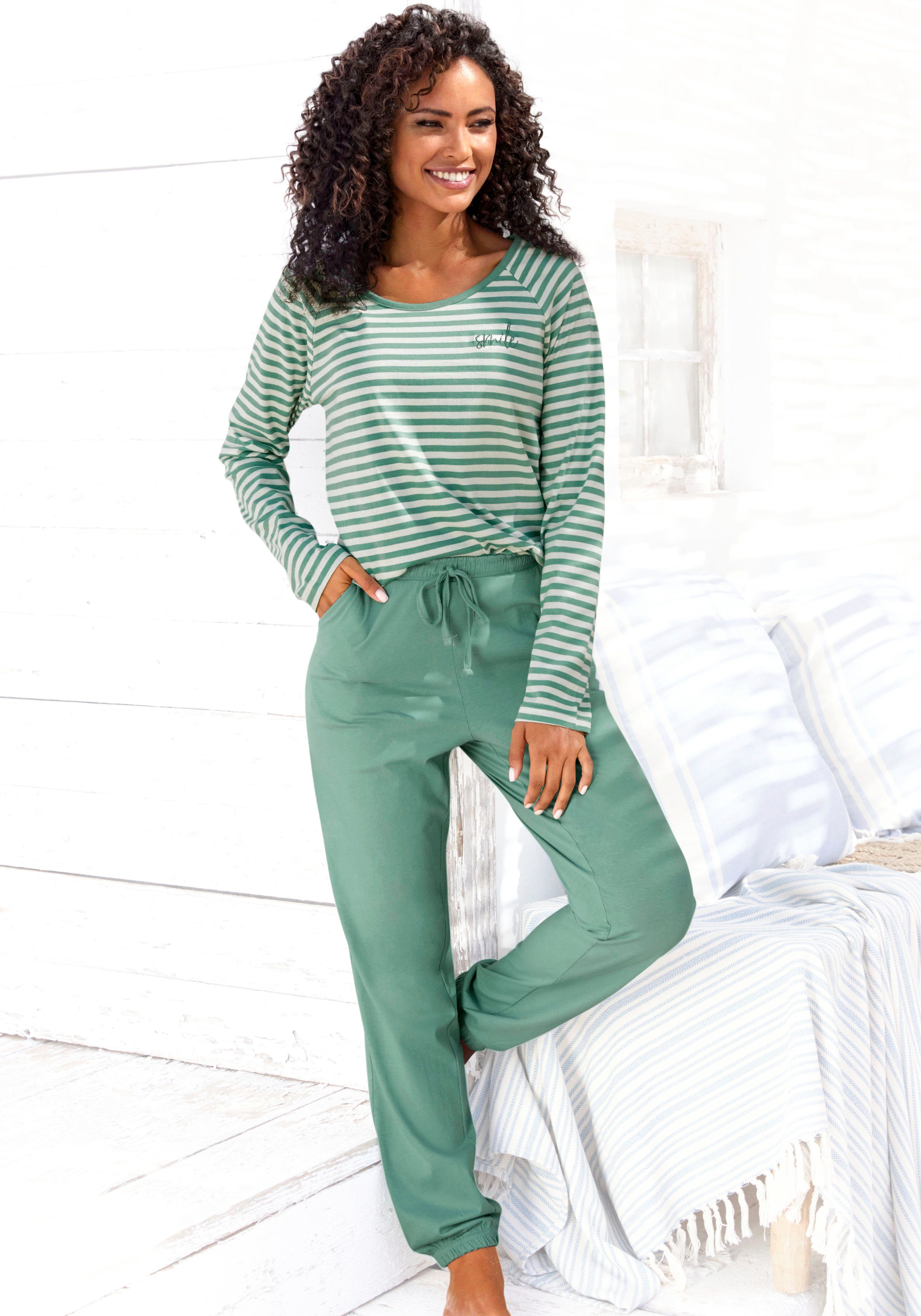 Vivance Dreams Pyjama met strepen van voorgeverfd garen