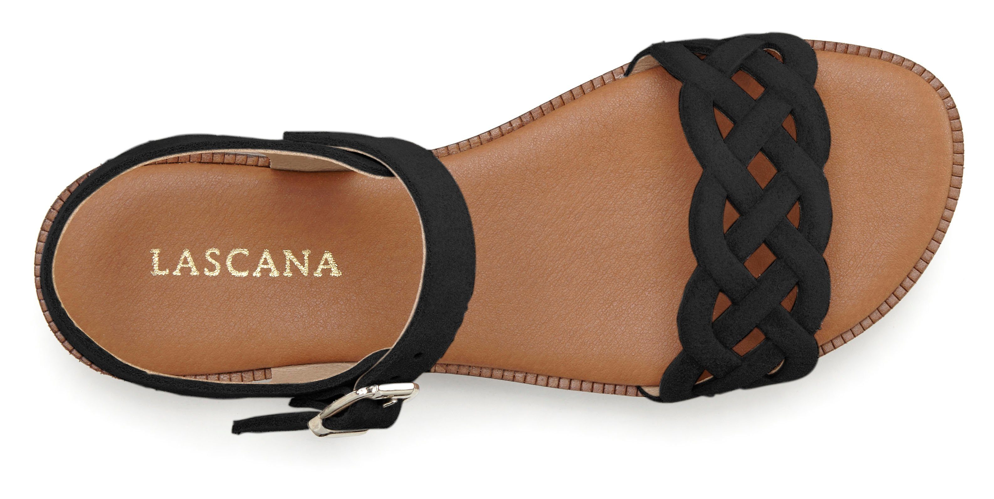 Lascana Sandalen Zomerschoen Sandalette, zomerschoen van leer met uitsparingen en zachte binnenzool