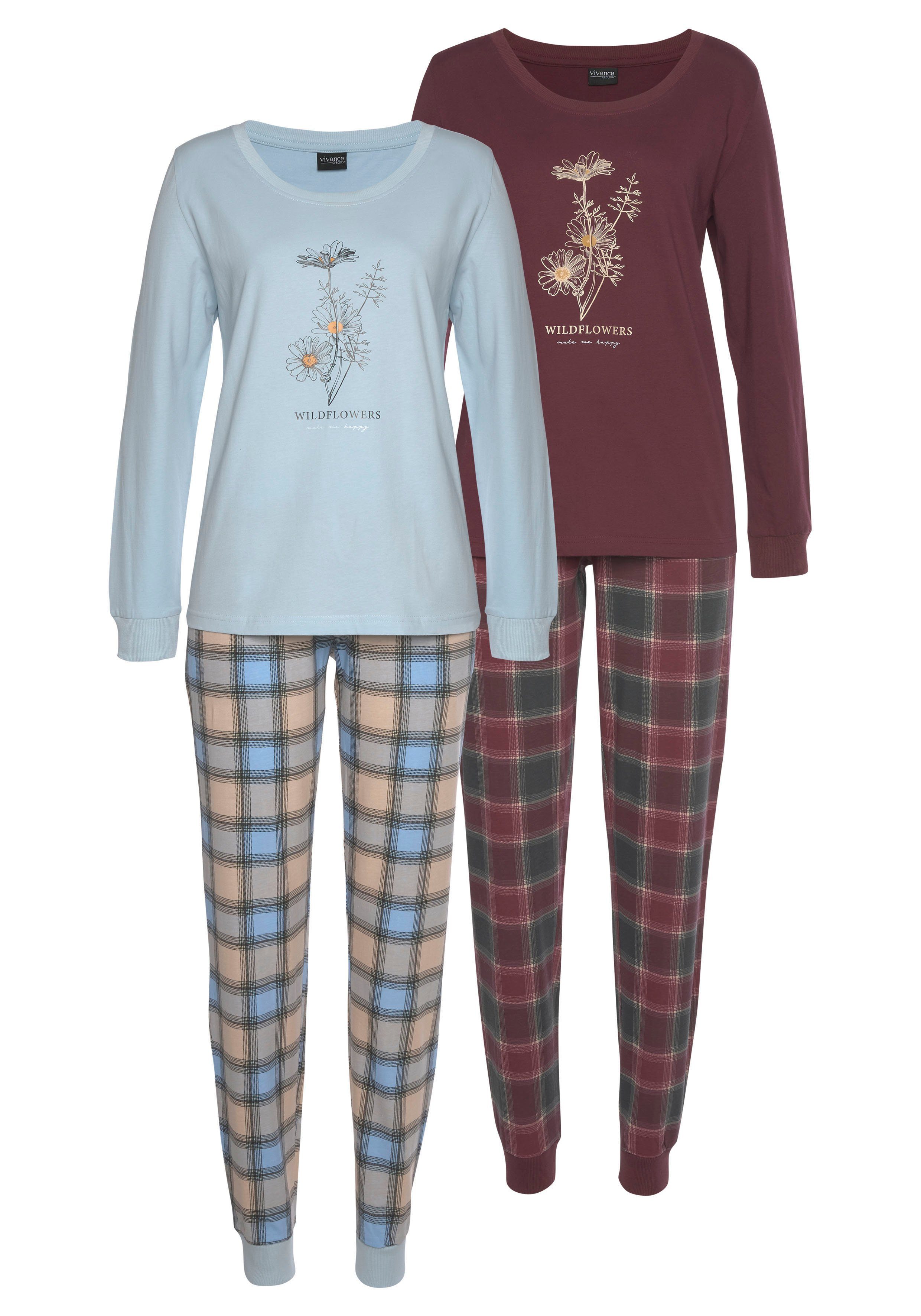 Vivance Dreams Pyjama met frontprint (4-delig, Set van 2)