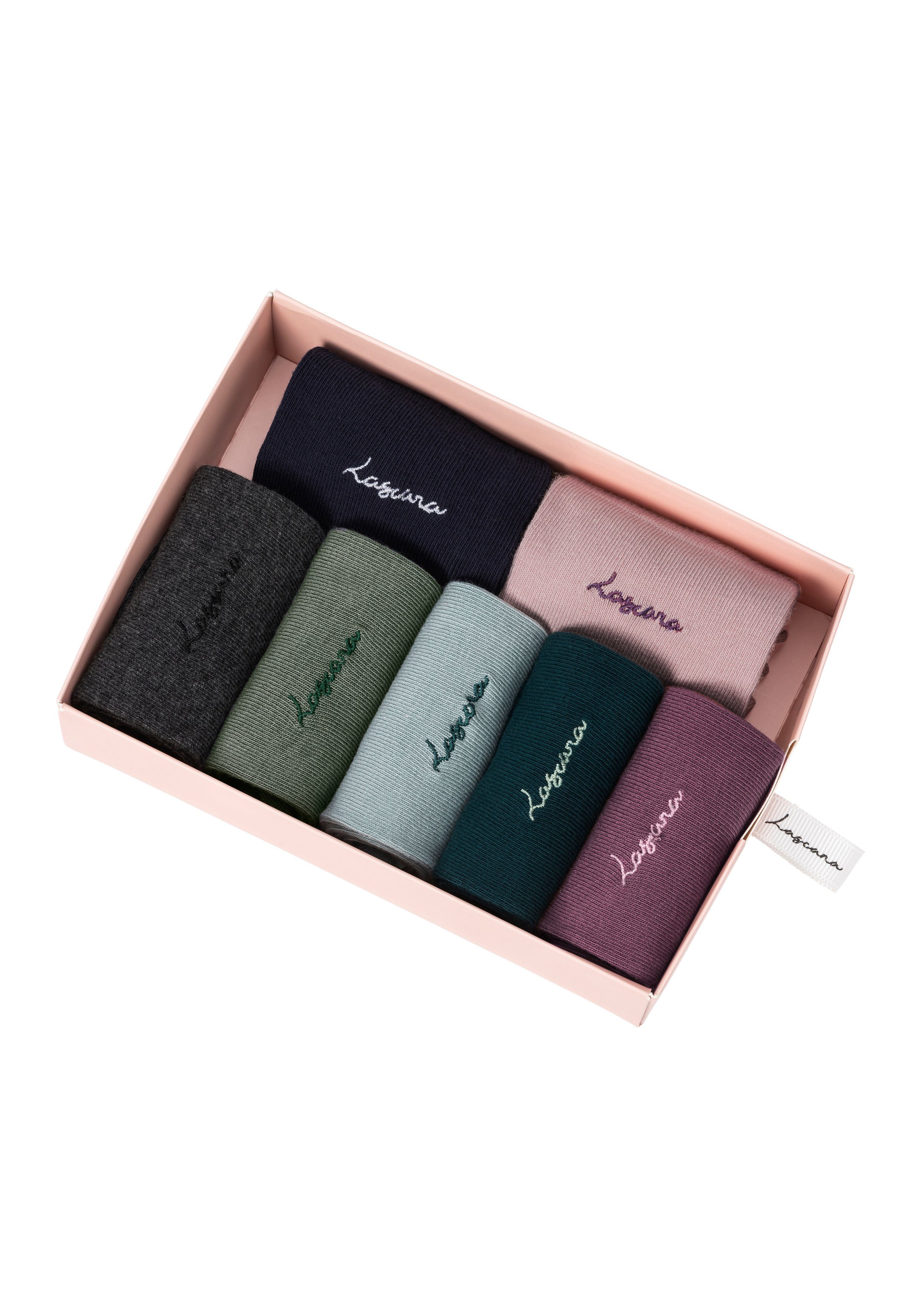 Lascana Basic sokken met hoogwaardig logoborduursel (box, 7 paar)