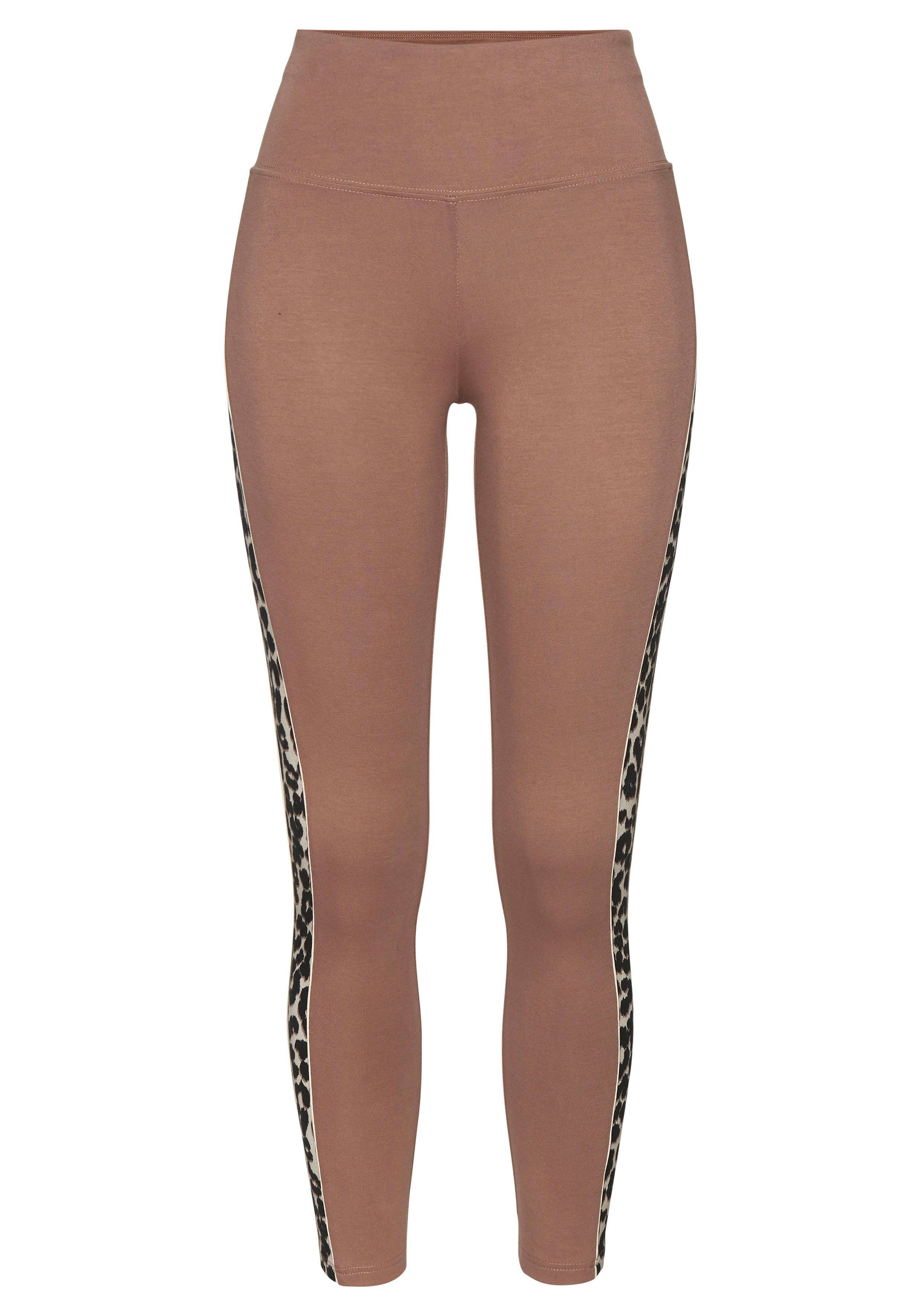 active by Lascana Legging Inzetten met leopardenpatroon aan de benen sport broeken maat L (44/46) bruin