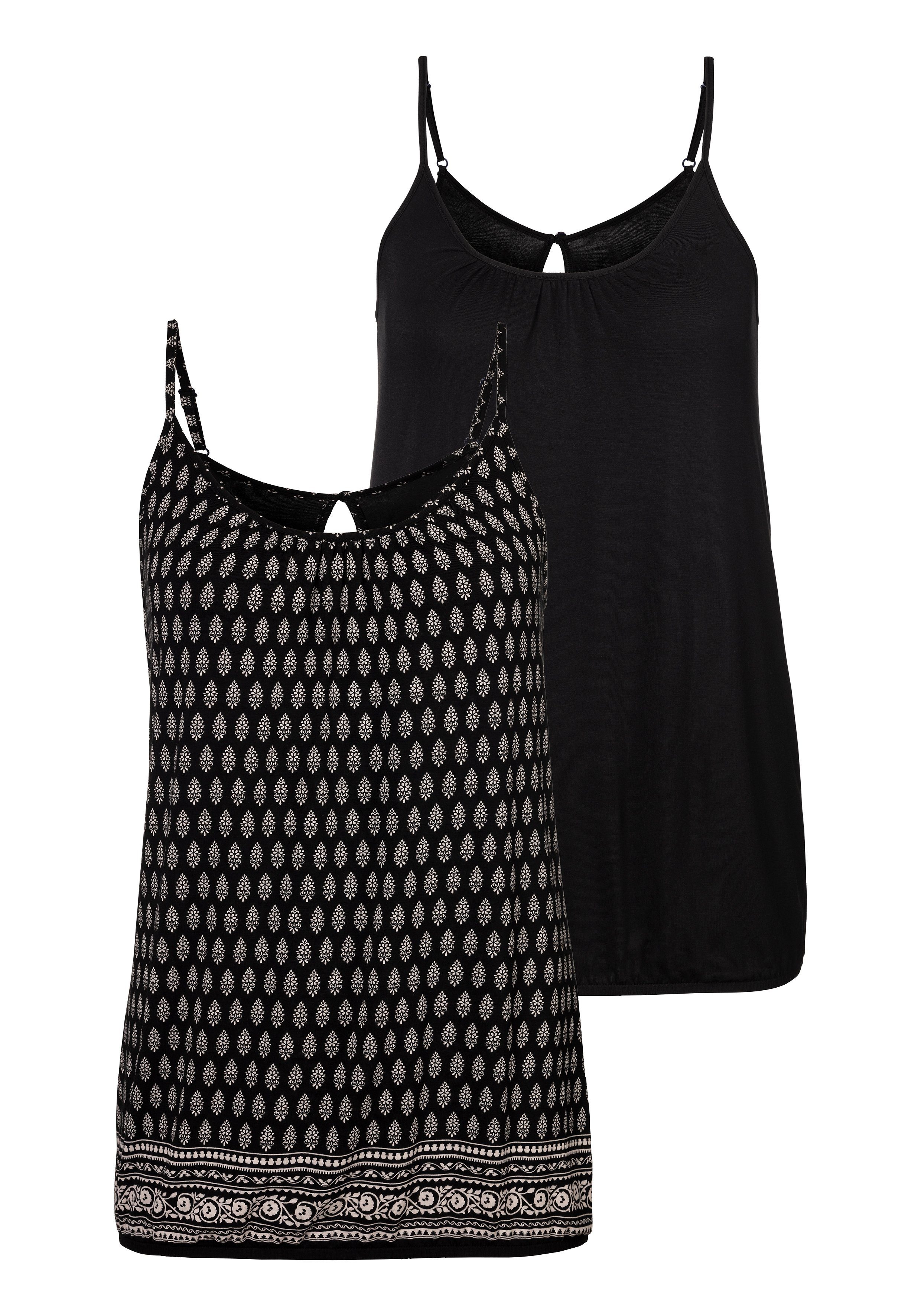 Lascana Top met spaghettibandjes Met aanrimpeling bij de hals (Set van 2)