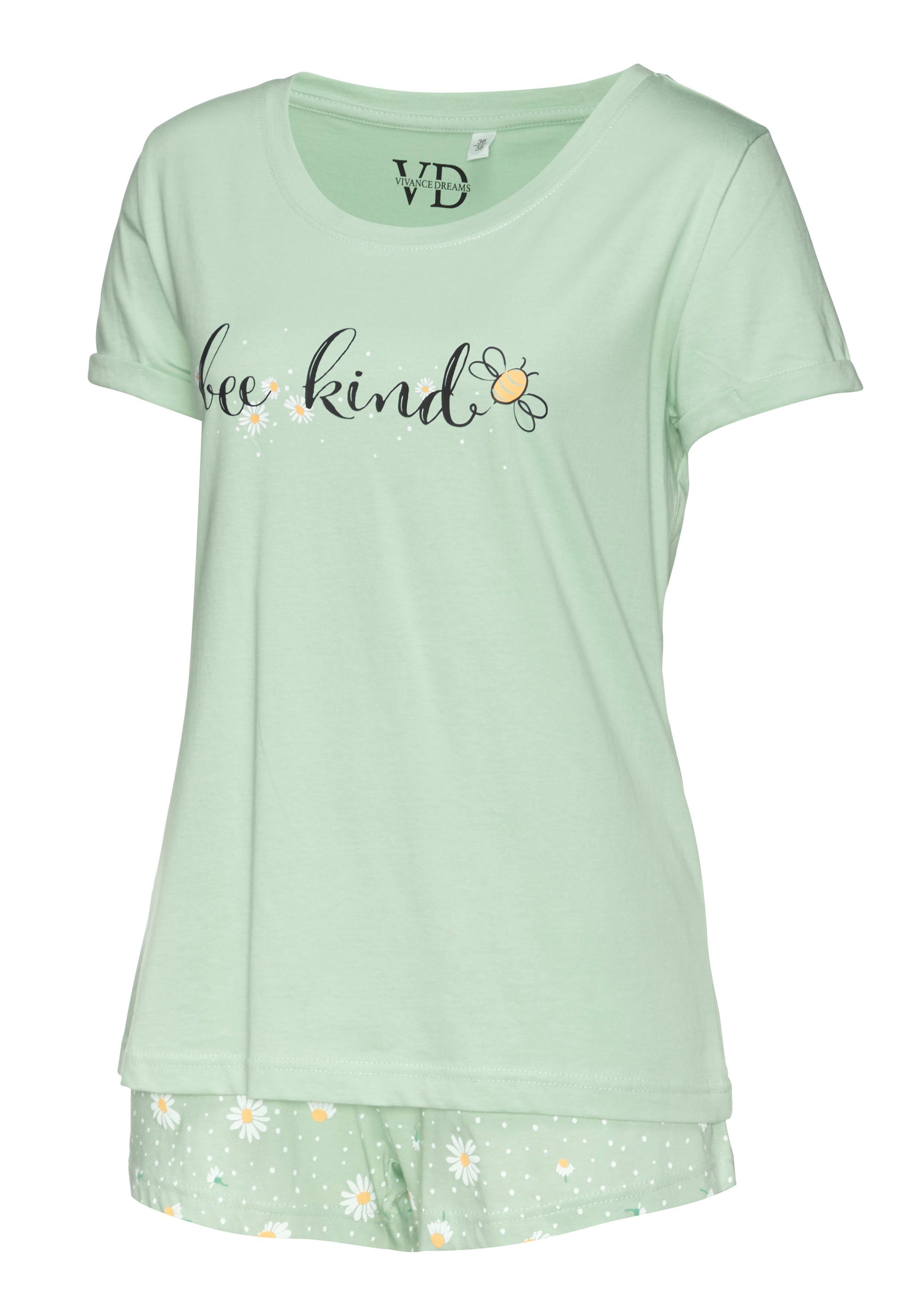 Vivance Dreams Shortama met madeliefje-print (2-delig, 1 stuk)