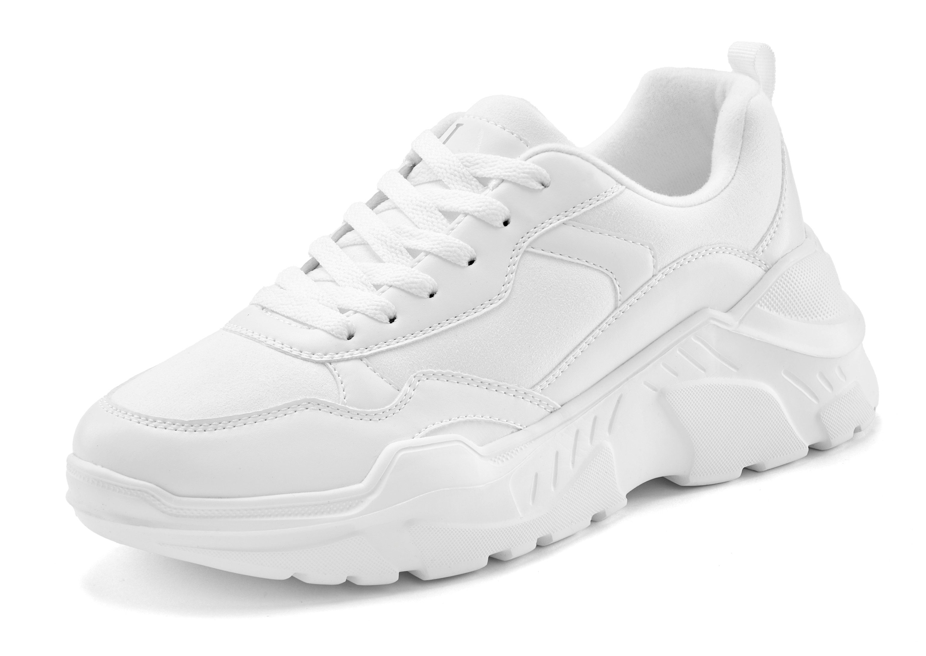 Lascana Sneakers Lage schoen, sportschoen, lichte chunky zool, zachte binnenzool VEGAN schoenen maat 37 wit