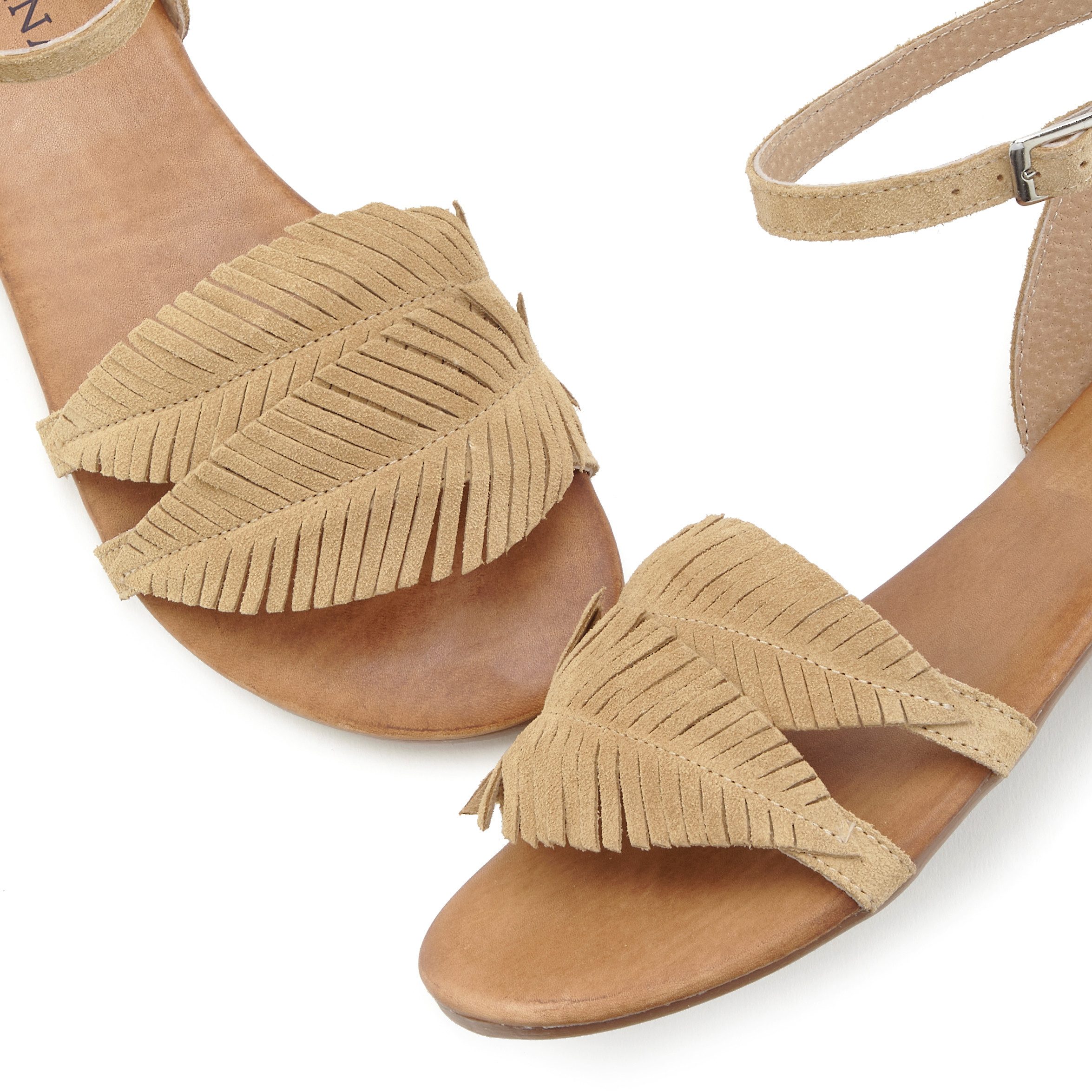 Lascana Sandalen Zomerschoen Sandalette, zomerschoen van leer met modieuze franjes