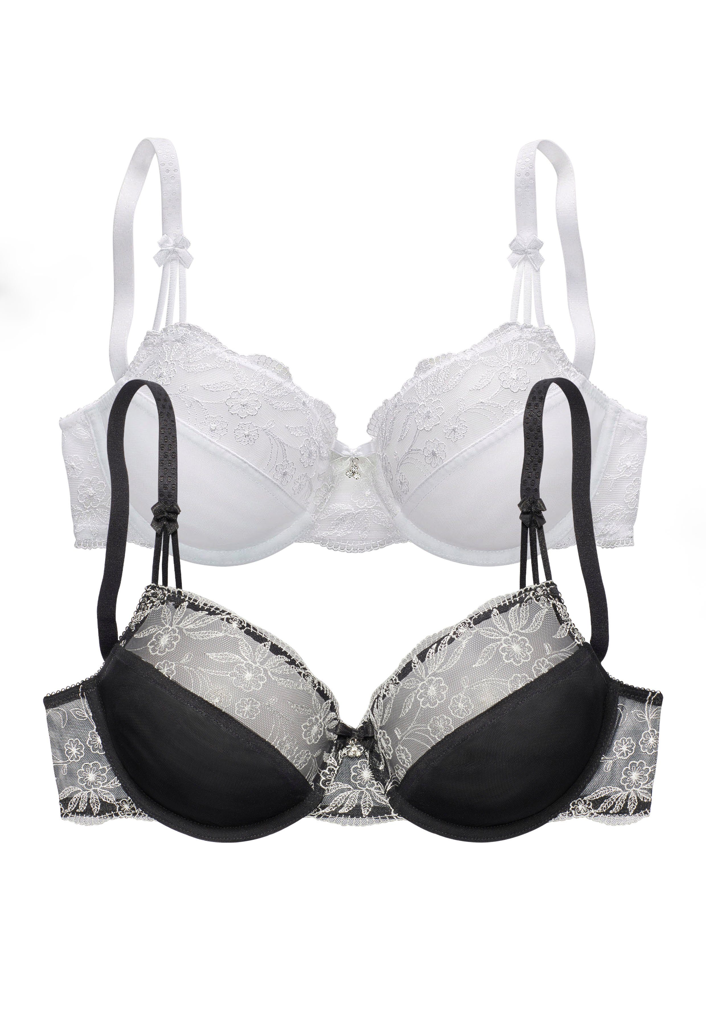 Nuance Beugel-bh met mooie borduurkant, dessous (Set van 2)