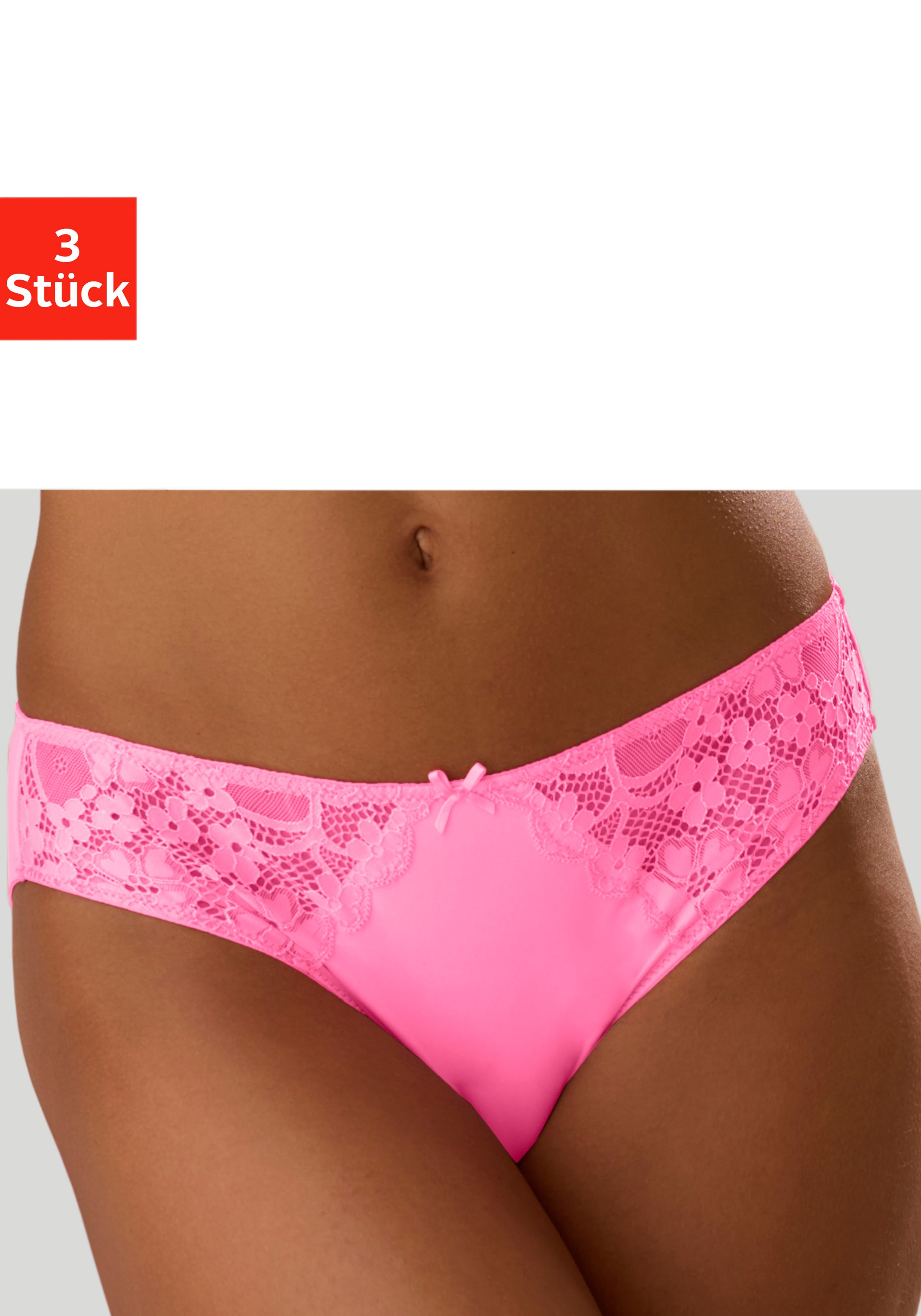 Petite fleur Slip met iets transparante jacquard-kant aan beide kanten opzij (3 stuks)