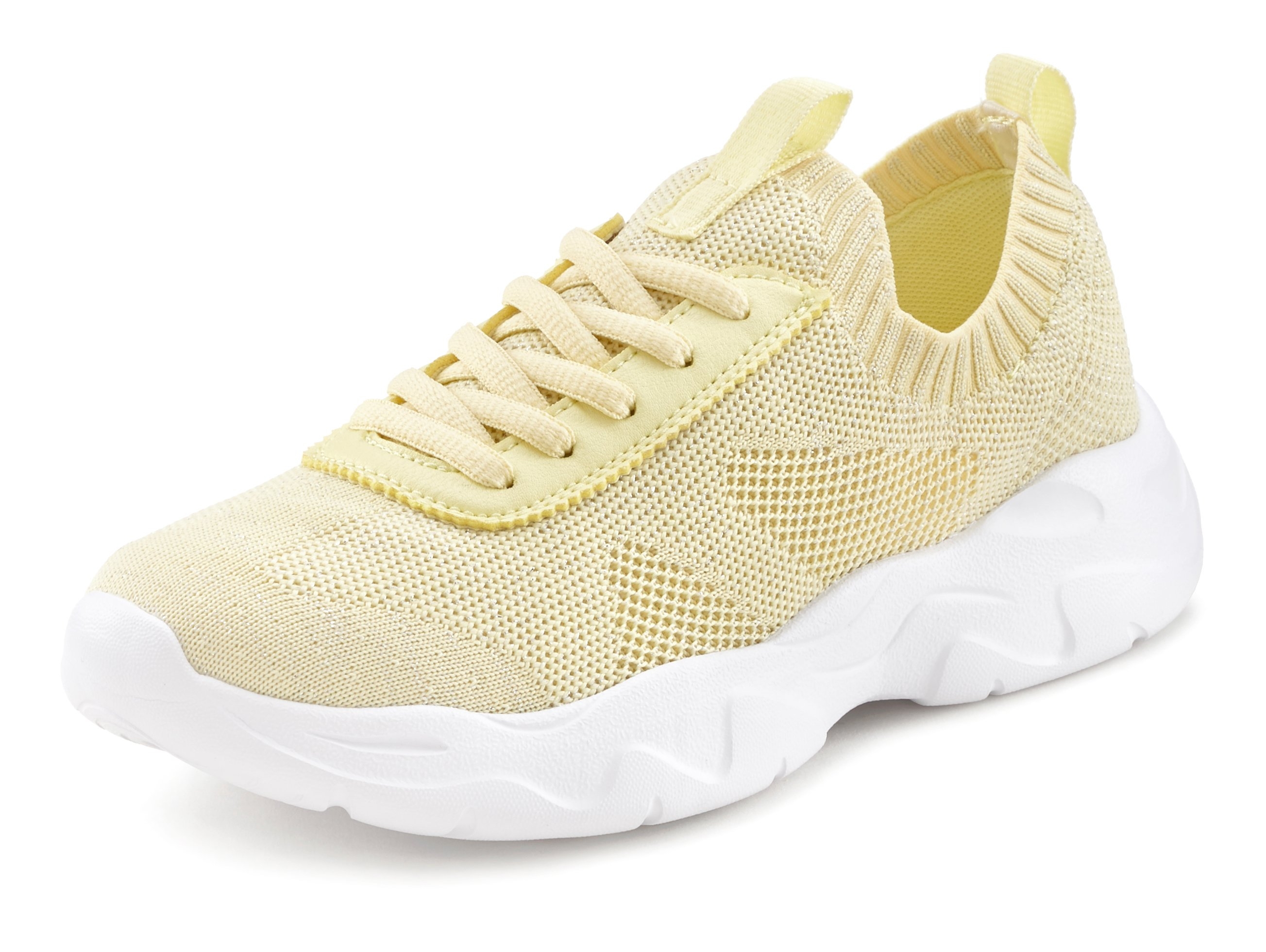 Lascana Sneakers ultralicht en comfortabel om zo aan te schieten in lichte glitter-look veganistisch sneakers maat 37 geel