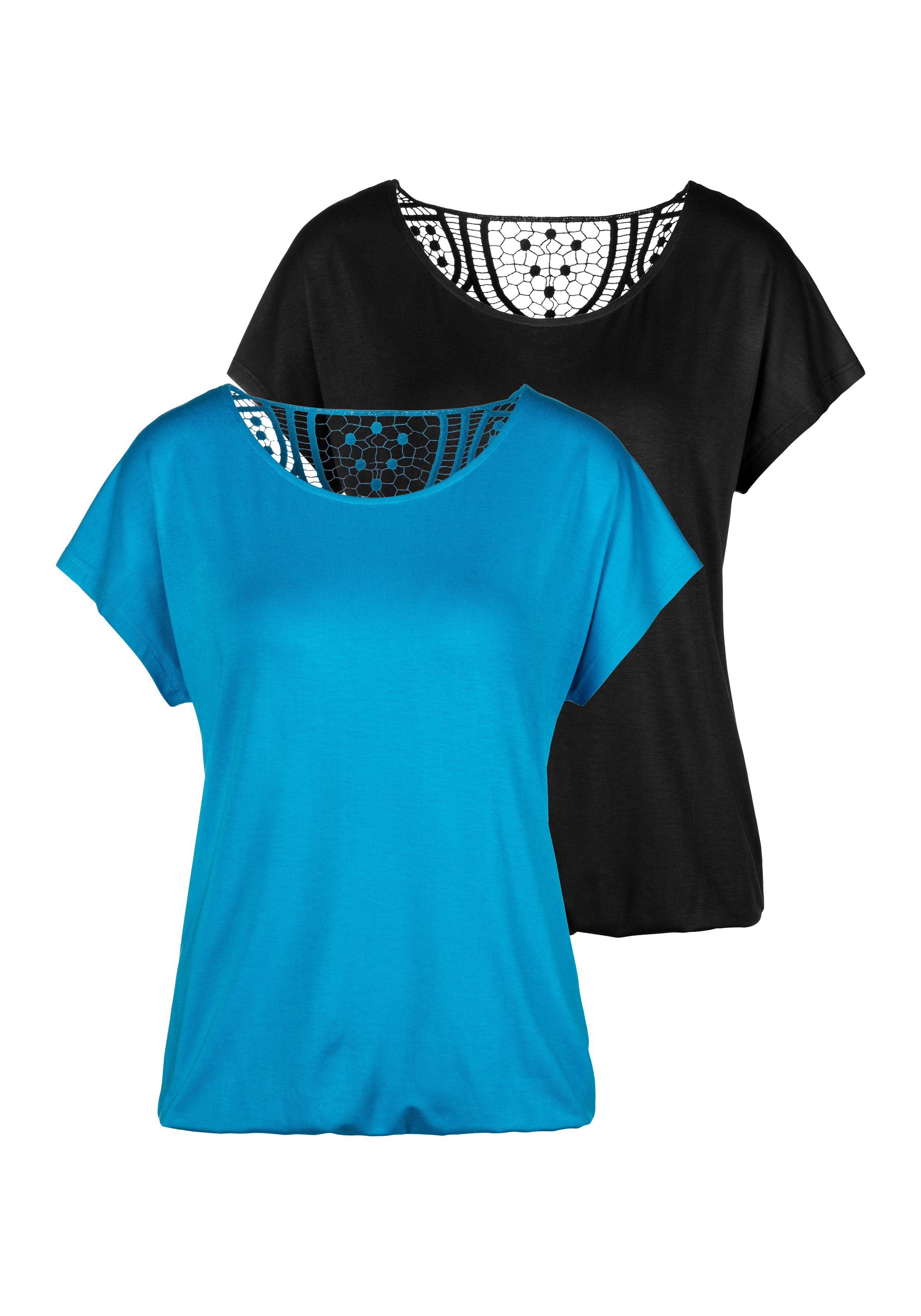 Vivance Shirt met korte mouwen Met haakwerk aan de achterkant (Set van 2)