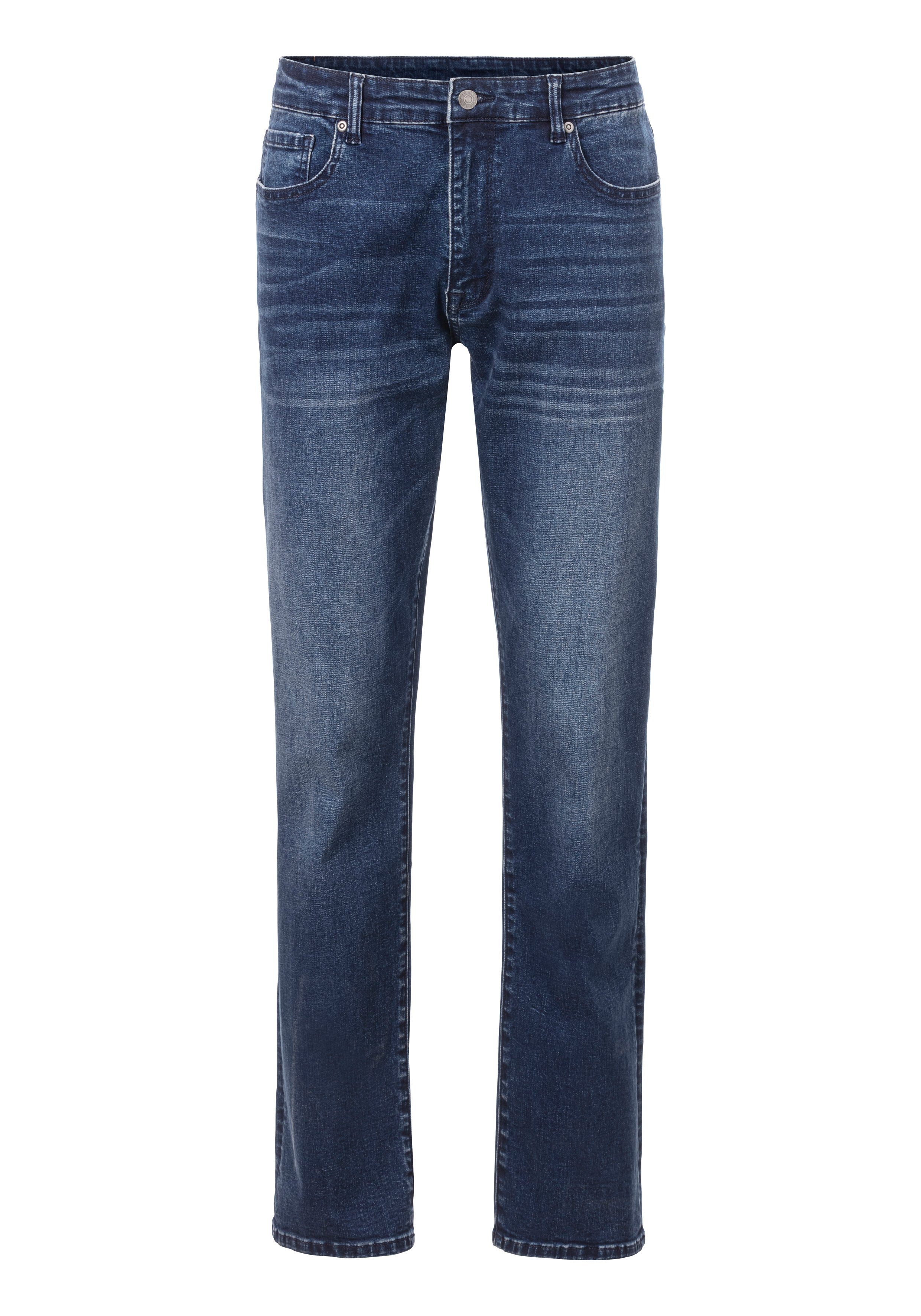 John Devin 5-pocket jeans Straight-fit Jeans in elastische denimkwaliteit heren maat 32 blauw