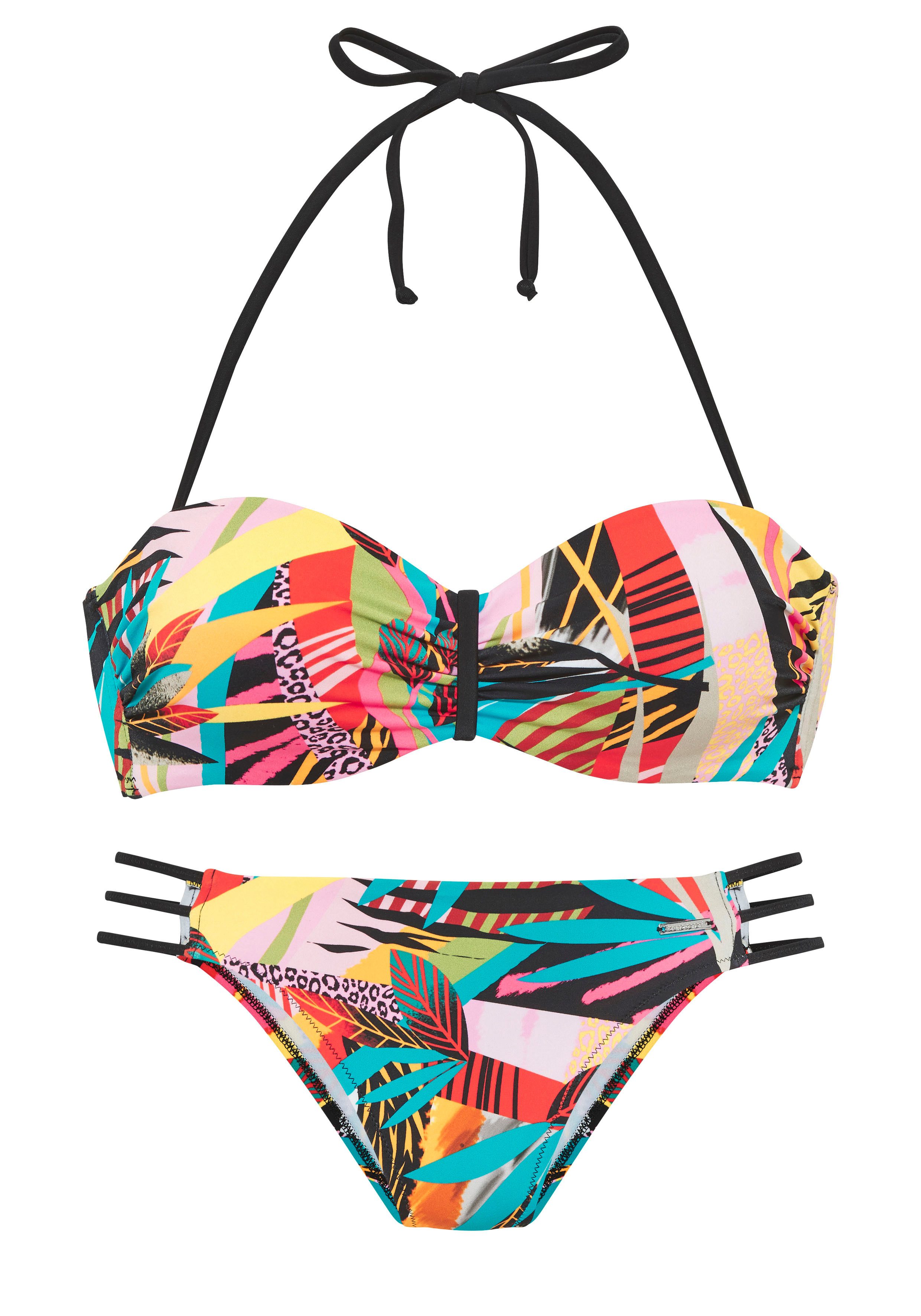 Bruno Banani Beugelbikini in bandeaumodel Onyx met contrastkleurige details (set)