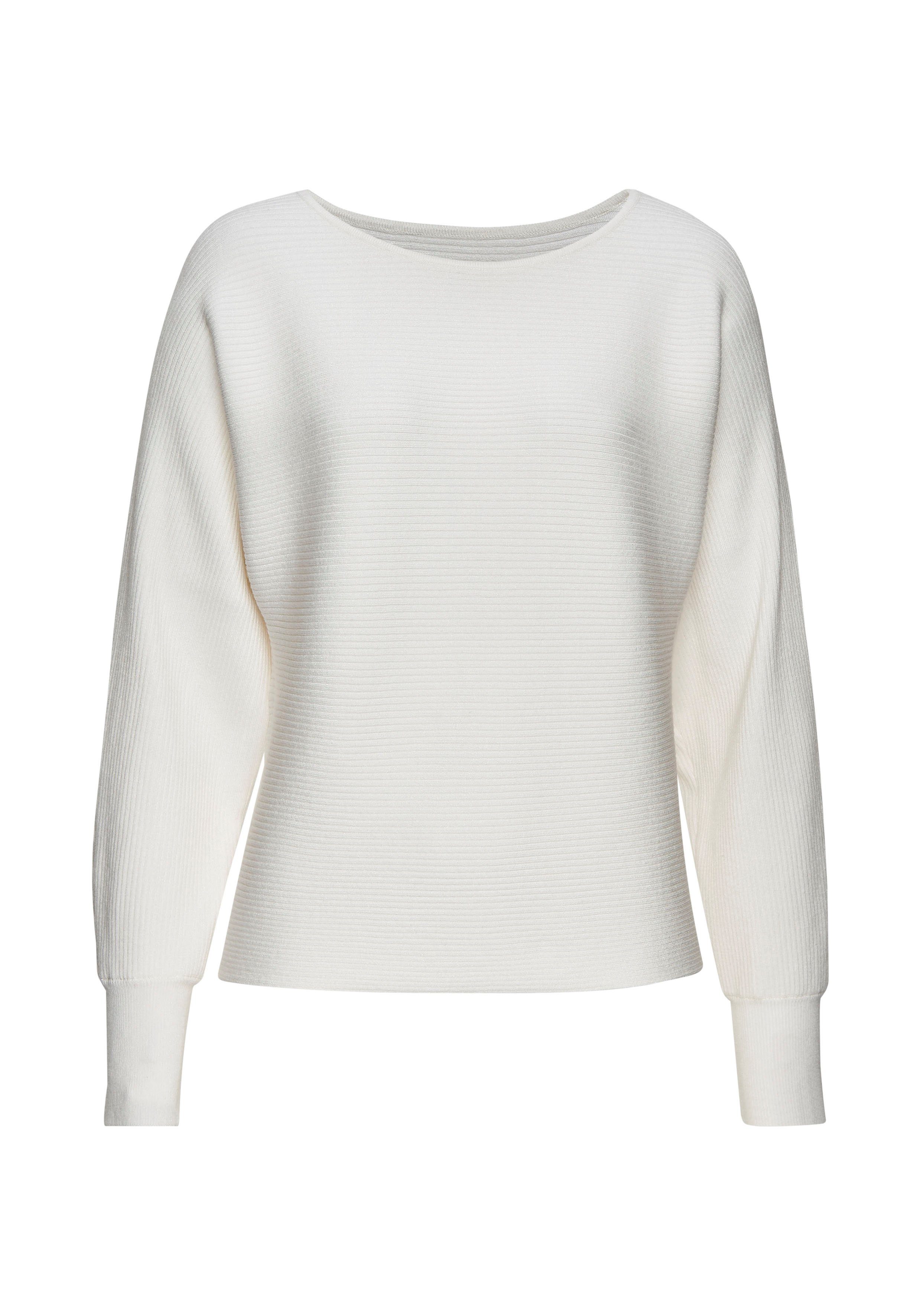 Vivance Gebreide trui met u-boot halslijn, vleermuismouwen, strepenlook, oversized