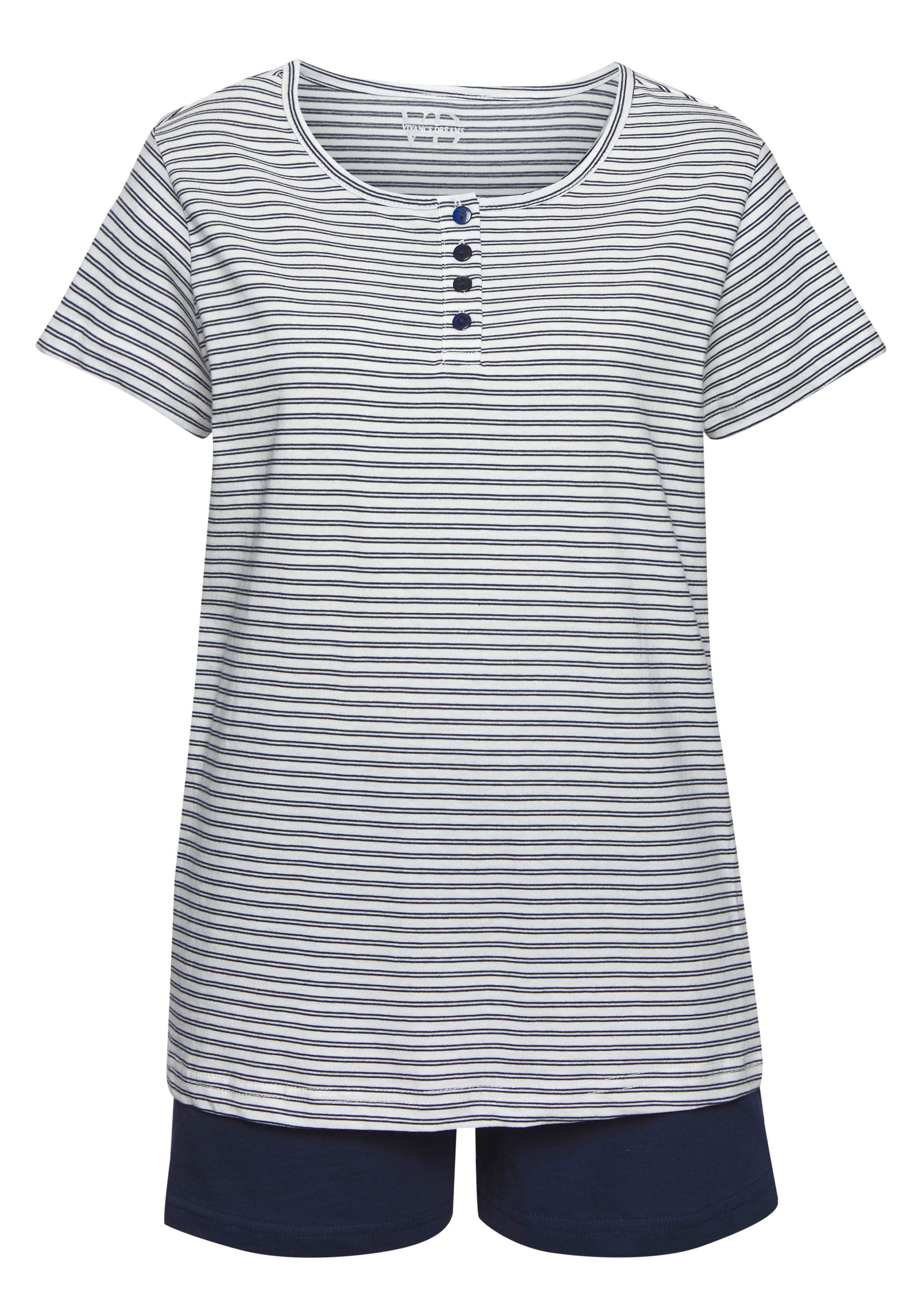 Vivance Dreams Shortama met strepen van voorgeverfd garen (set, 2-delig)