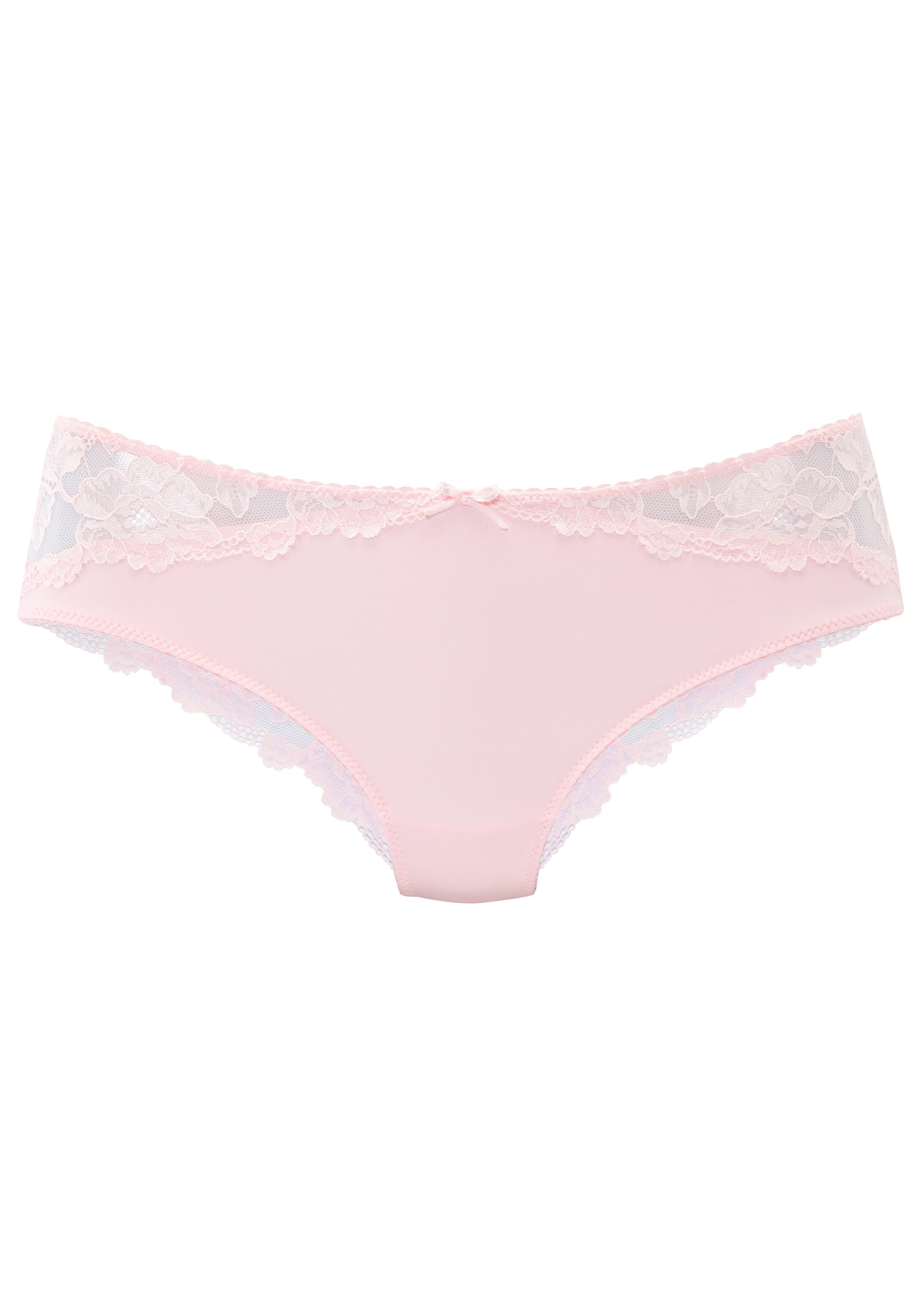 Lascana Tanga Vittoria met kanten inzetten slips maat 48/50 roze