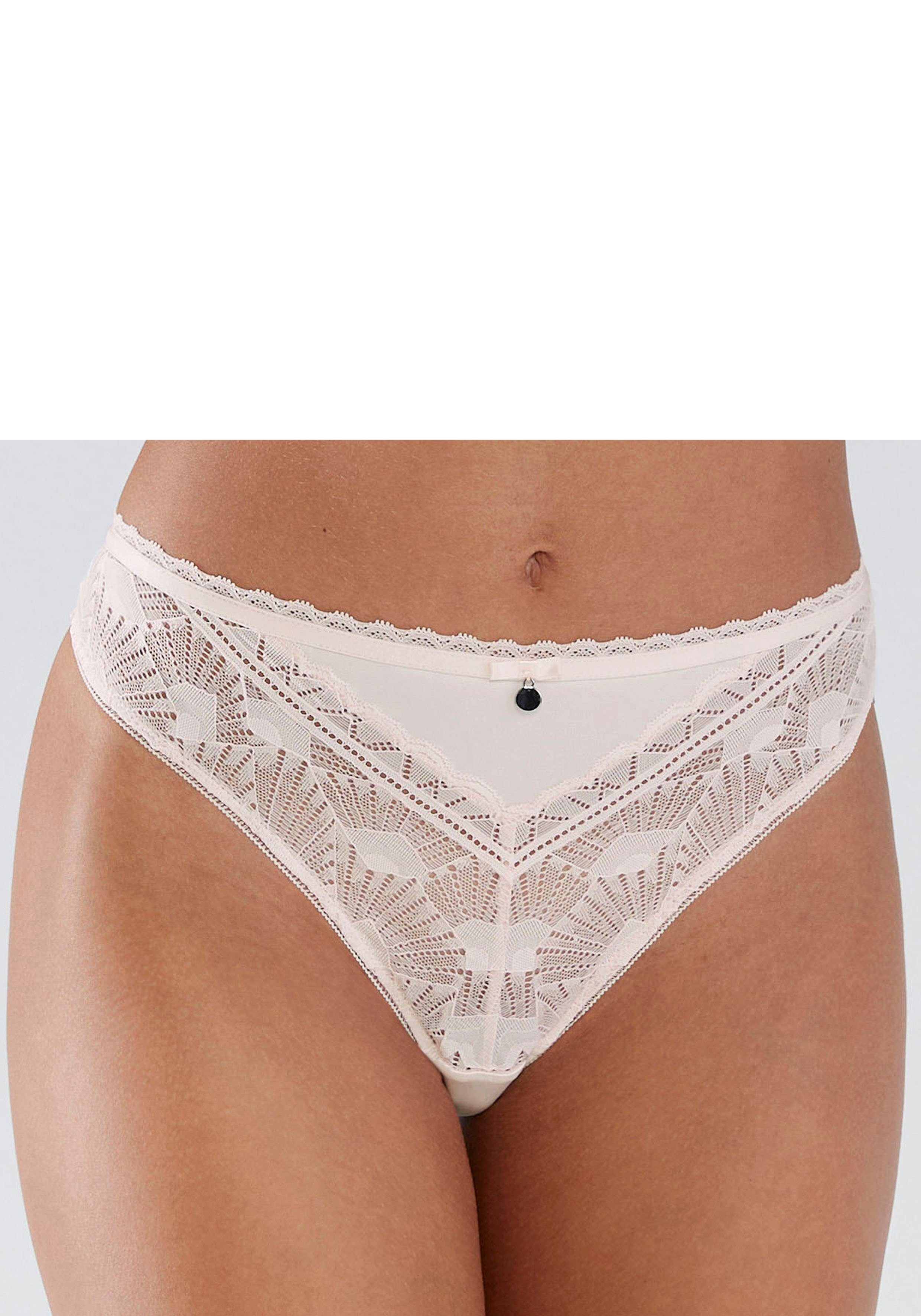 s.Oliver RED LABEL Beachwear Stringpants Adèle van ondoorzichtige onderlegde, grafische kant