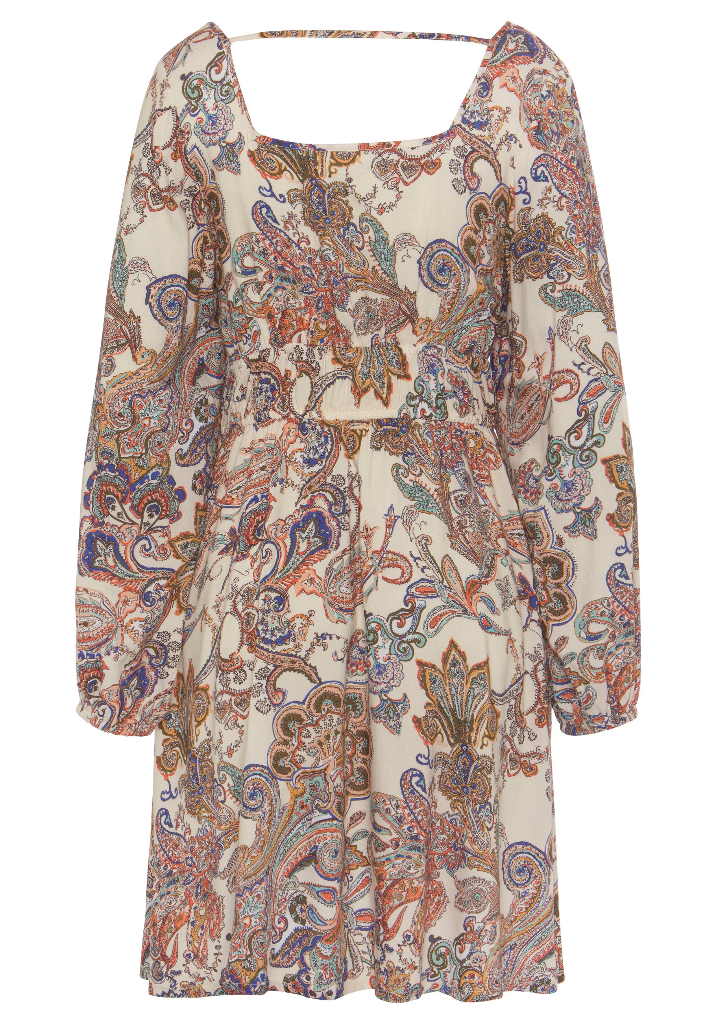 Vivance Gedessineerde jurk met paisley-print en zakken, langarm zomerjurk, vrijetijdjurk