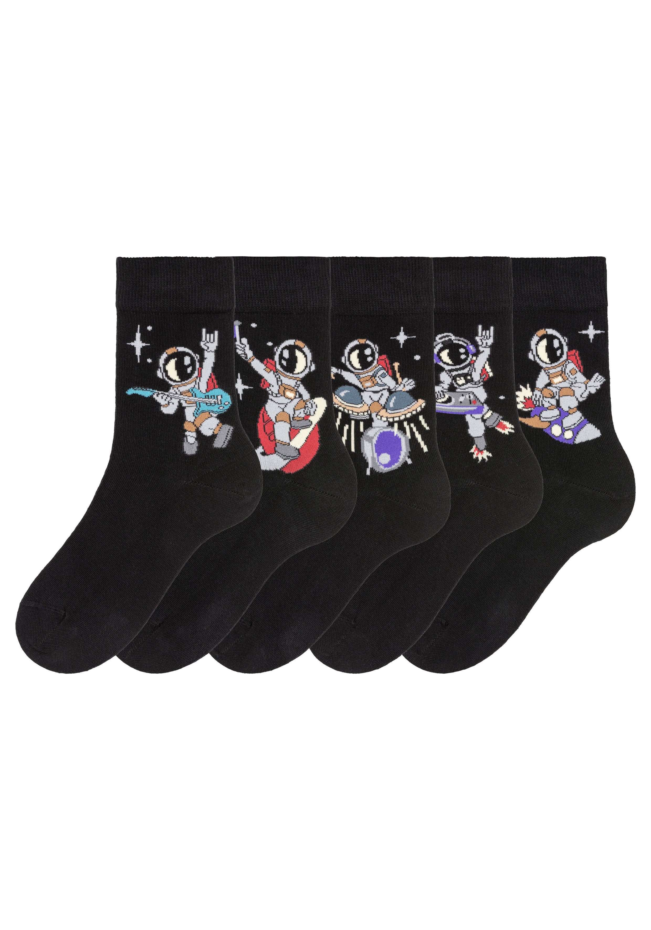 H.I.S Sokken met astronaut-motieven (set, 5 paar)