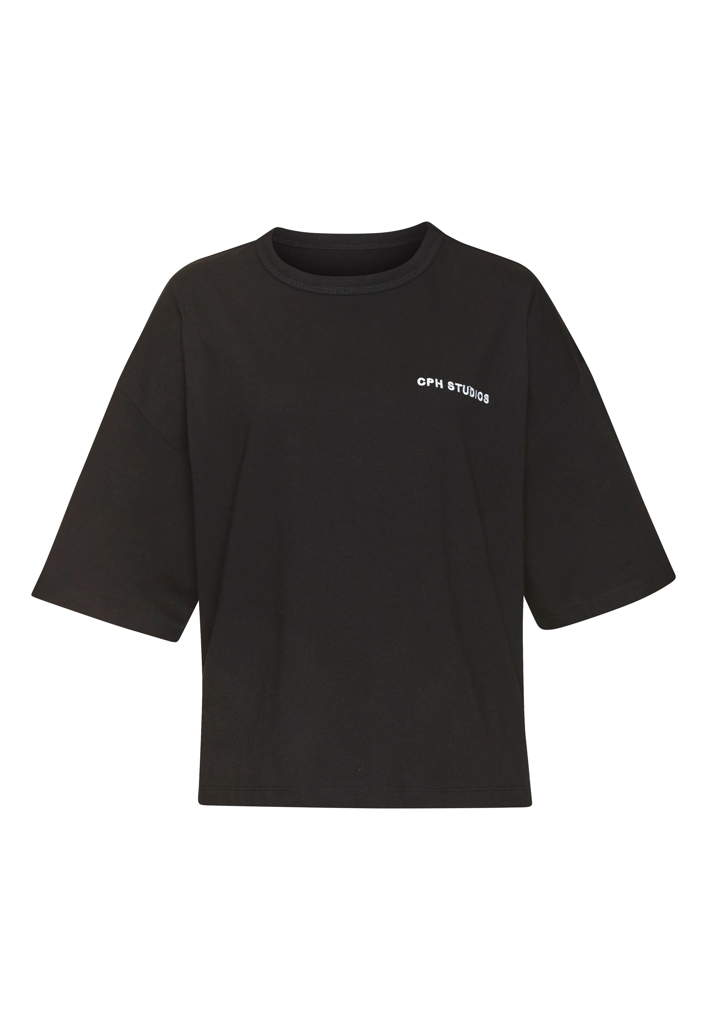 Copenhagen Studios Oversized shirt Met hoogwaardige logoborduring van zware biologische katoen kwaliteit shirts maat M (38) zwart