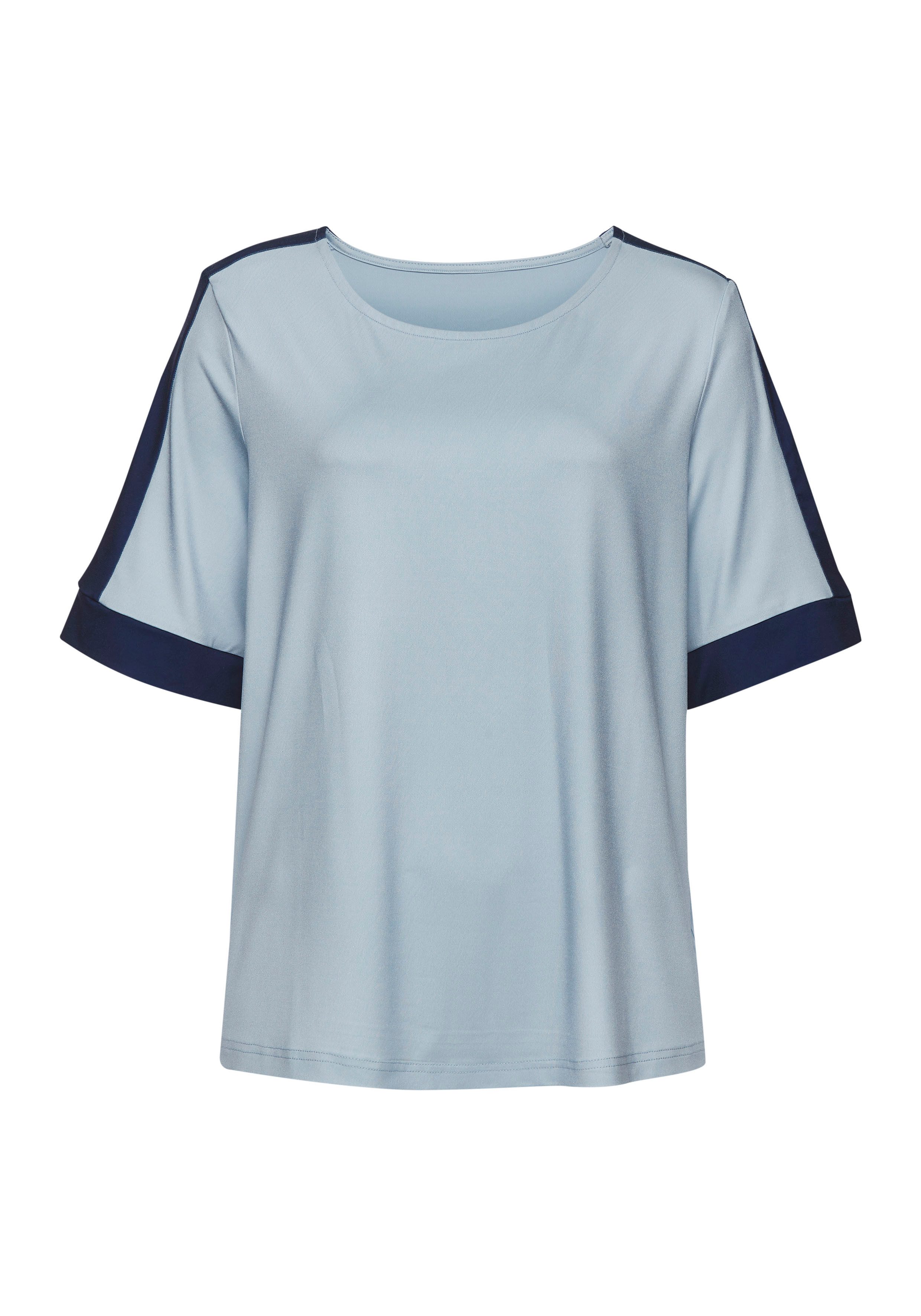 Vivance Shirt met korte mouwen met sportieve contraststrepen shirts maat 44/46 blauw