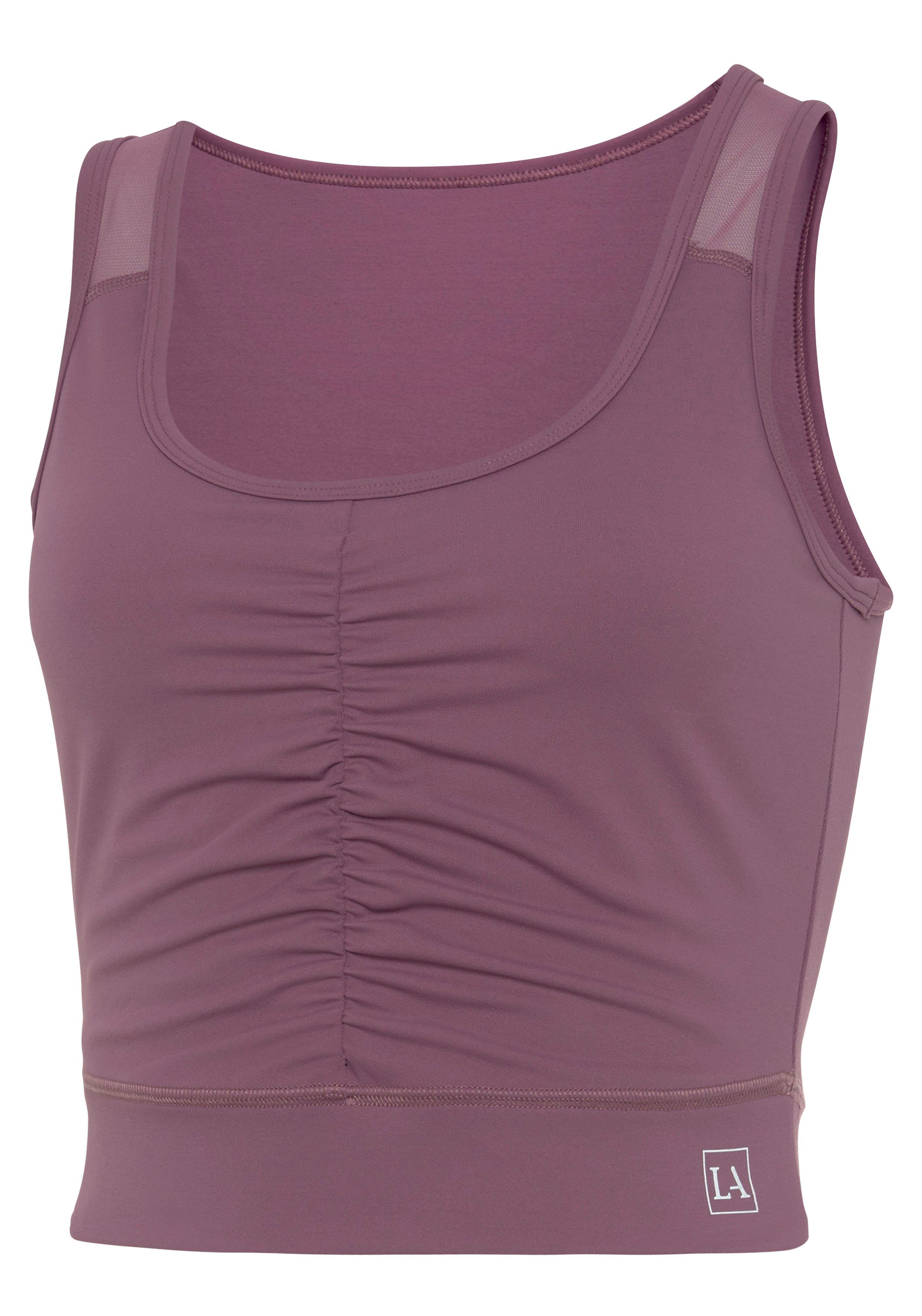 active by Lascana Crop-top met rimpeling en mesh-inzetten