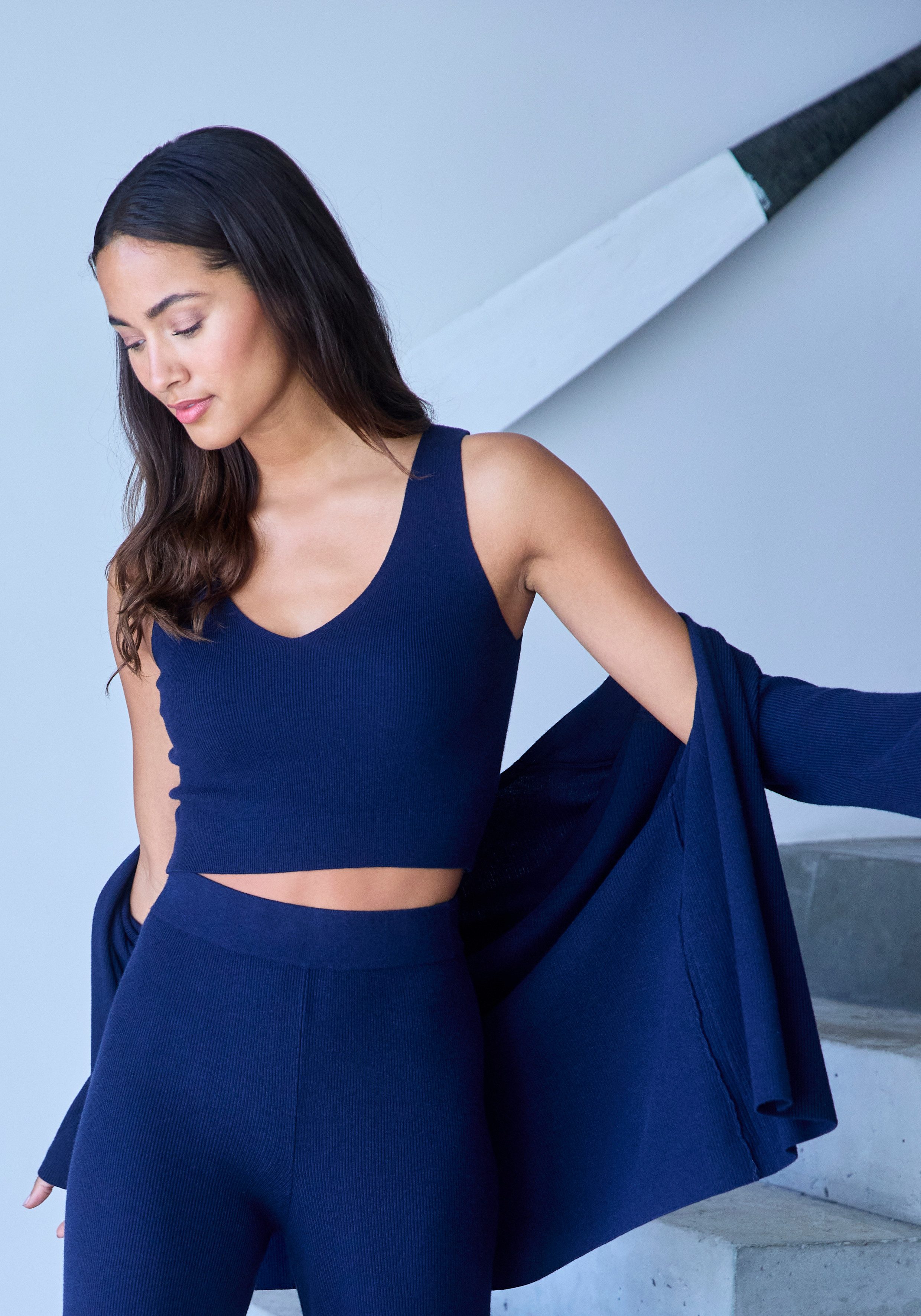Copenhagen Studios Gebreide top van hoogwaardig ribbreisel, loungewear
