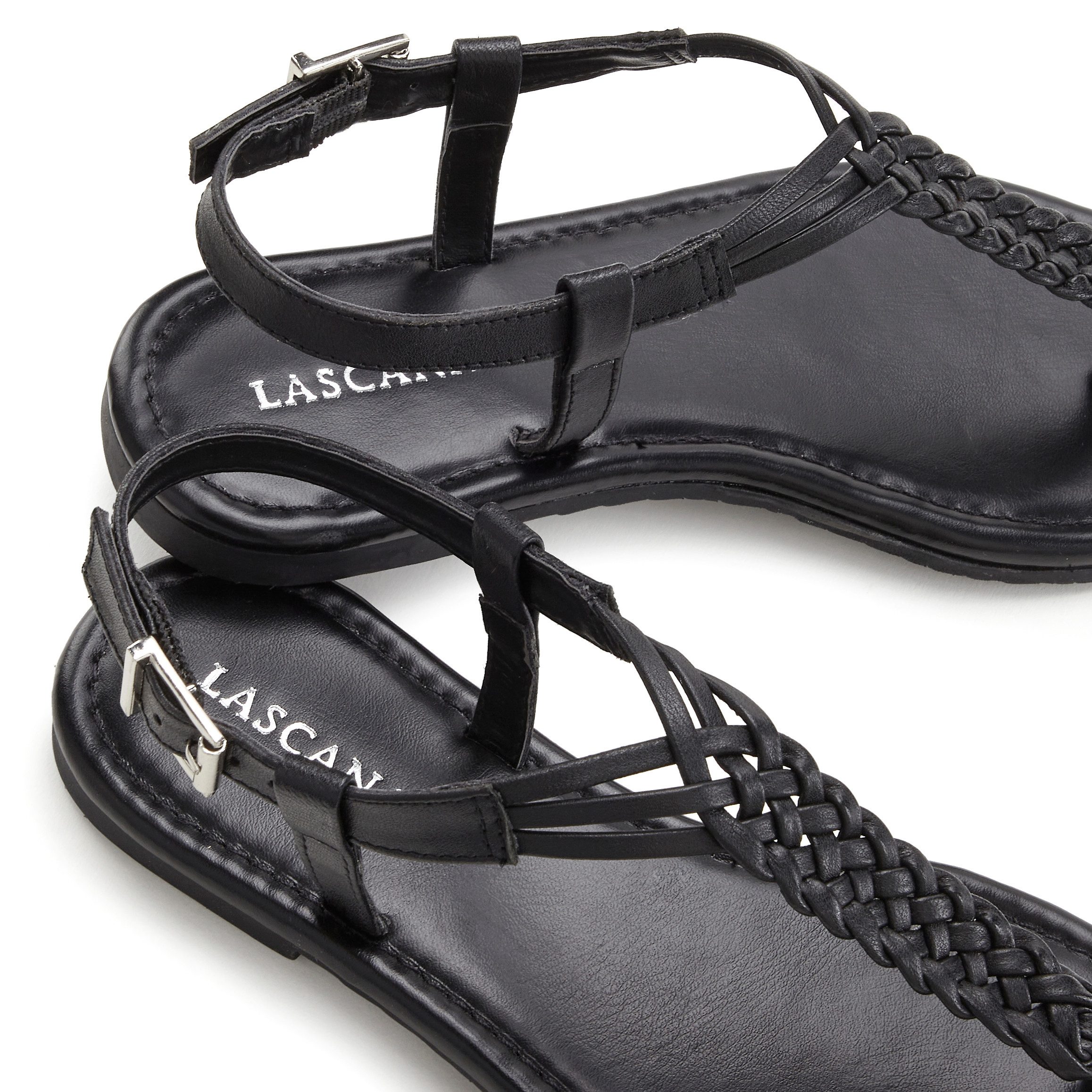 Lascana Teenslippers Sandalet, Zomerschoen Sandaal van leer met vlecht-look
