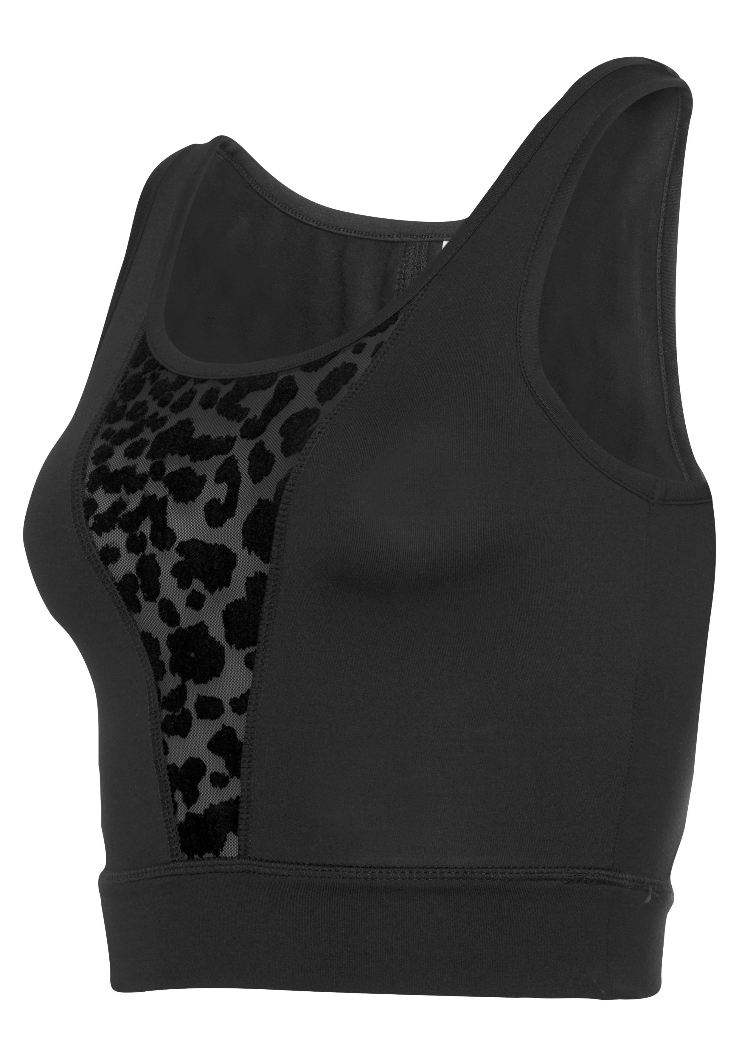 active by Lascana Functioneel shirt met een meshinzet en luipaardmotief