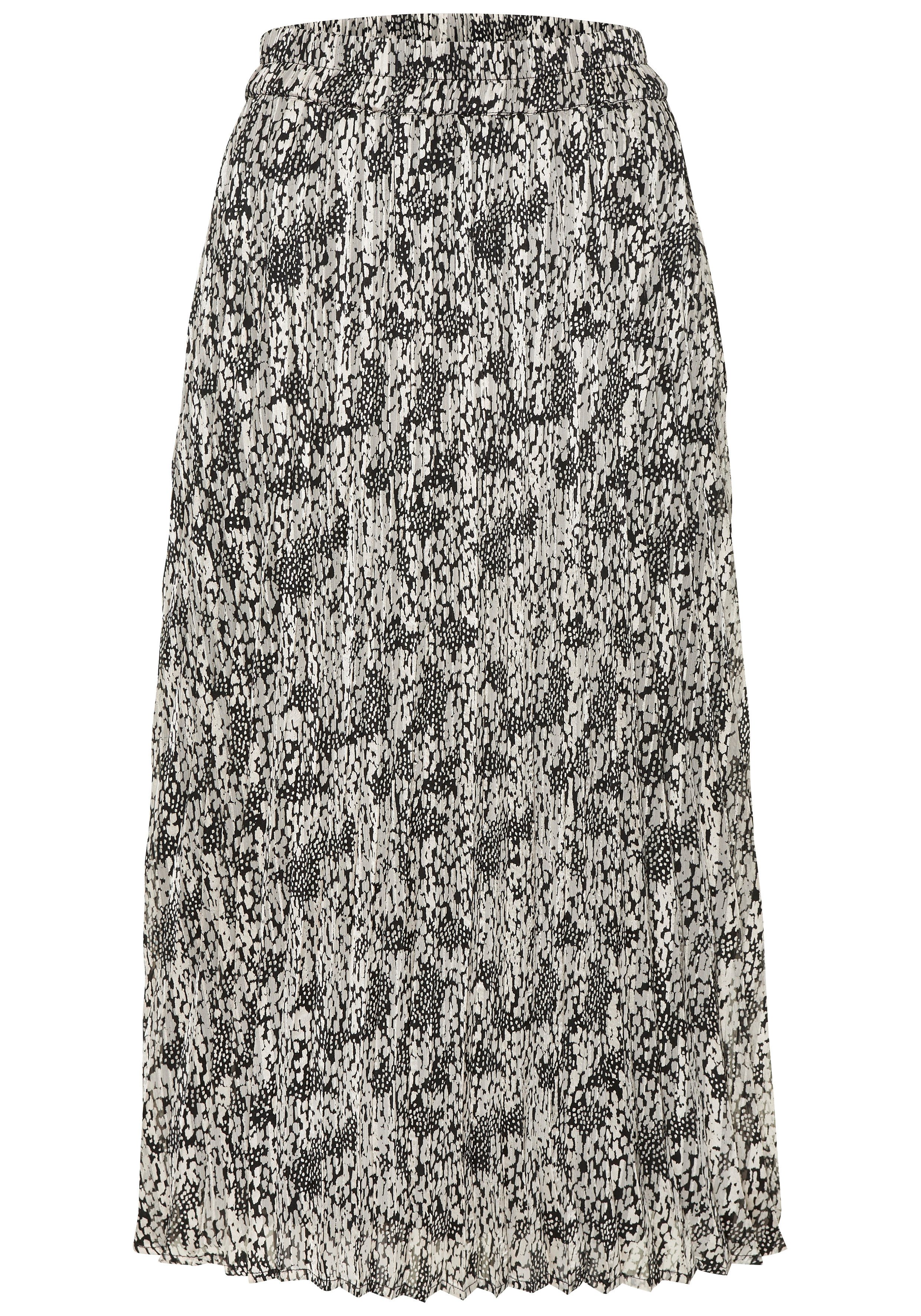 Lascana Plissérok van lichte chiffonstof, midirok met aloverprint, zomers